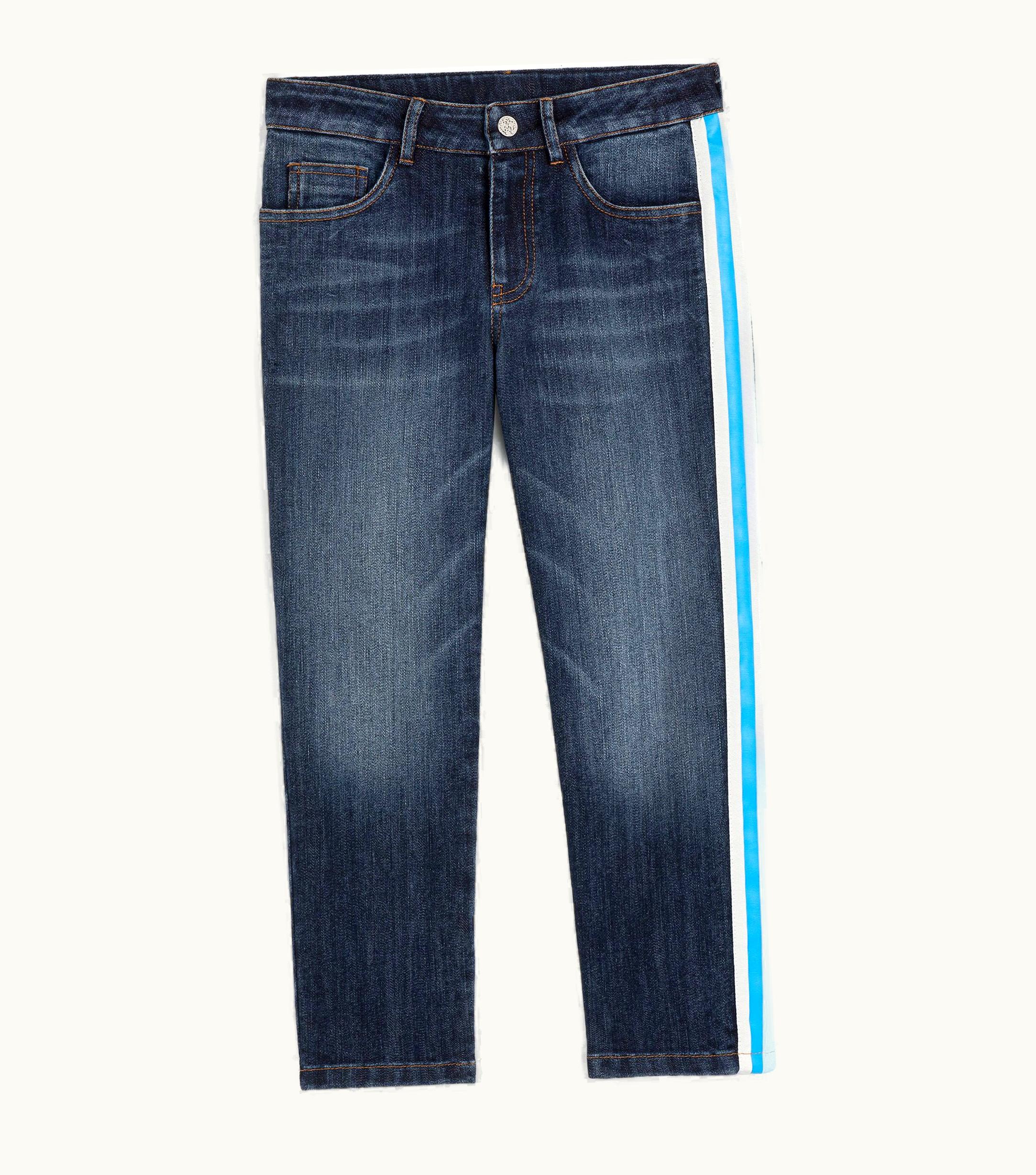 Roberto Cavalli Roberto Cavalli Rc Monogram-Embroidered Side-Stripe Jeans Mid Blue