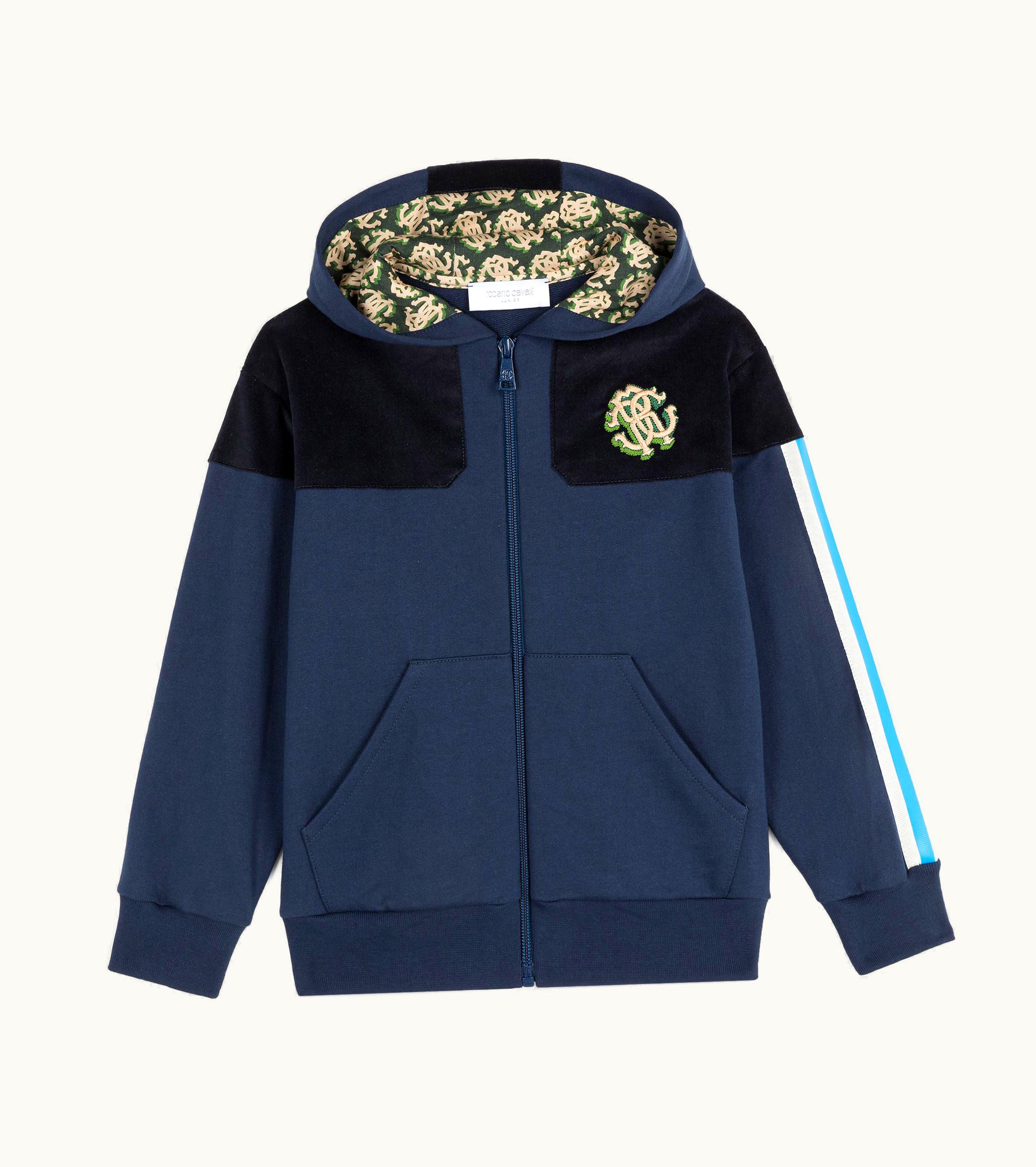 Roberto Cavalli Roberto Cavalli Rc Monogram-Embroidered Zip Hoodie Navy