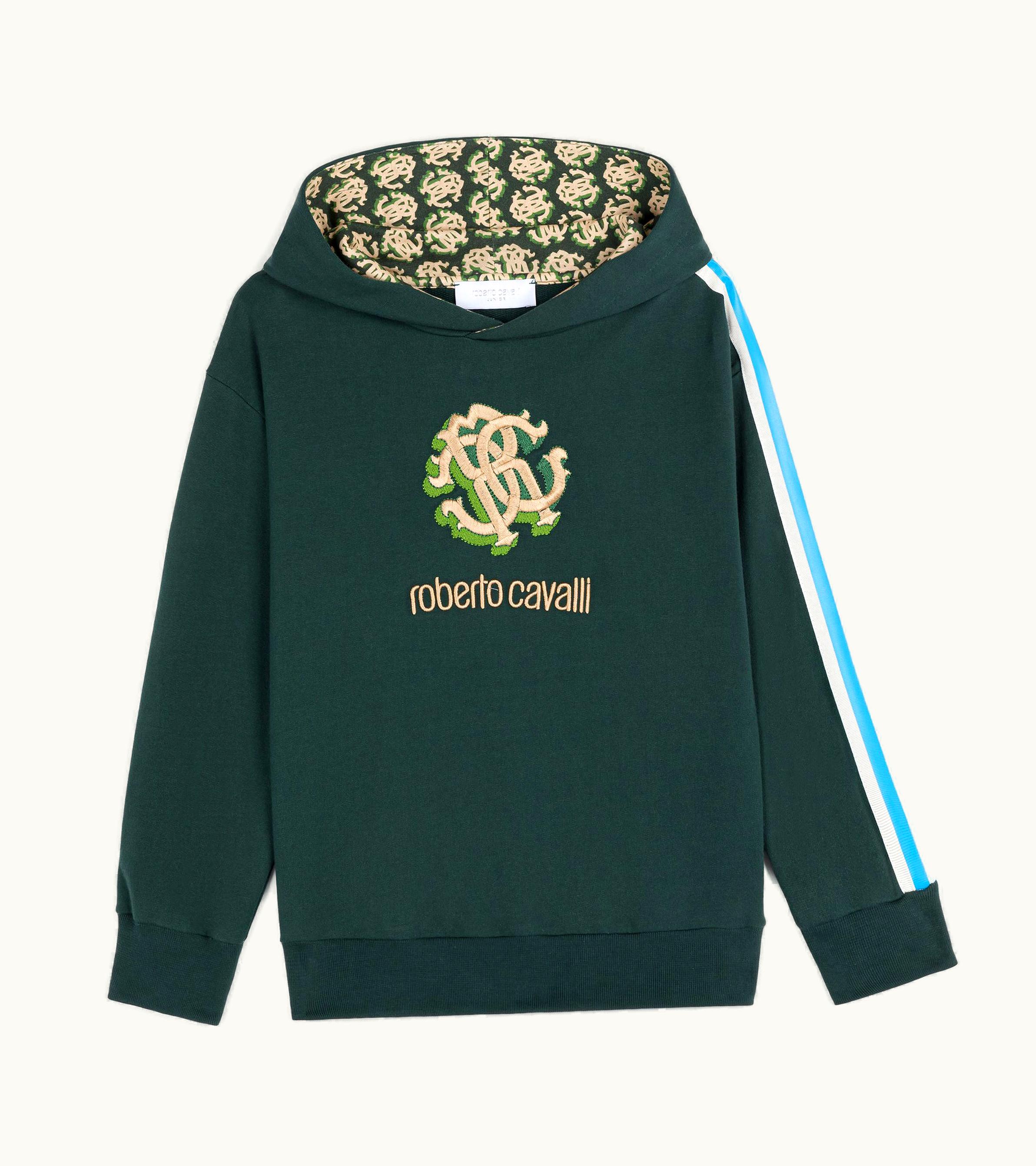 Roberto Cavalli Roberto Cavalli Rc Monogram-Embroidered Cotton Hoodie Military Green