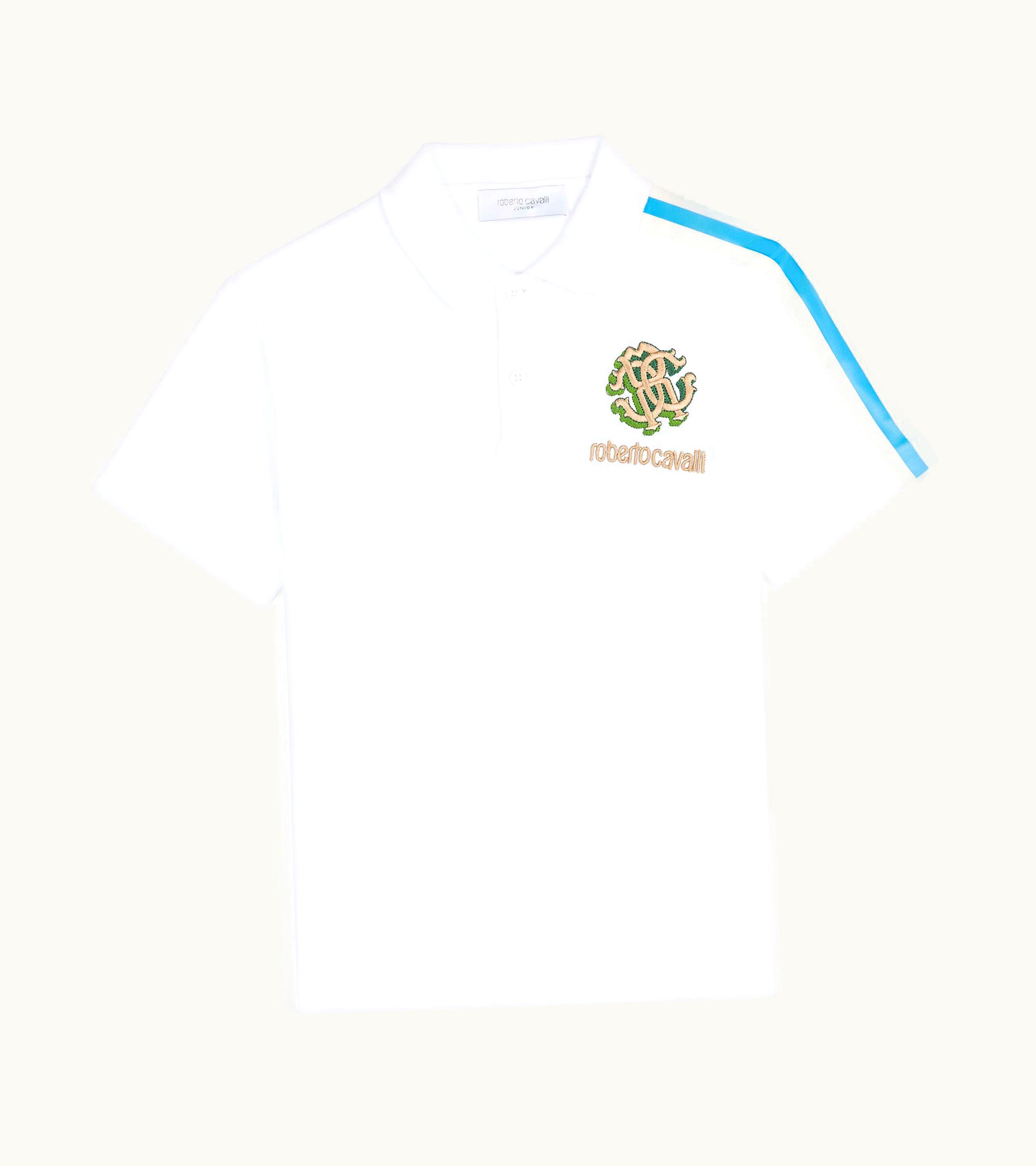 Roberto Cavalli Roberto Cavalli Rc Monogram-Embroidered Polo Shirt Optical White