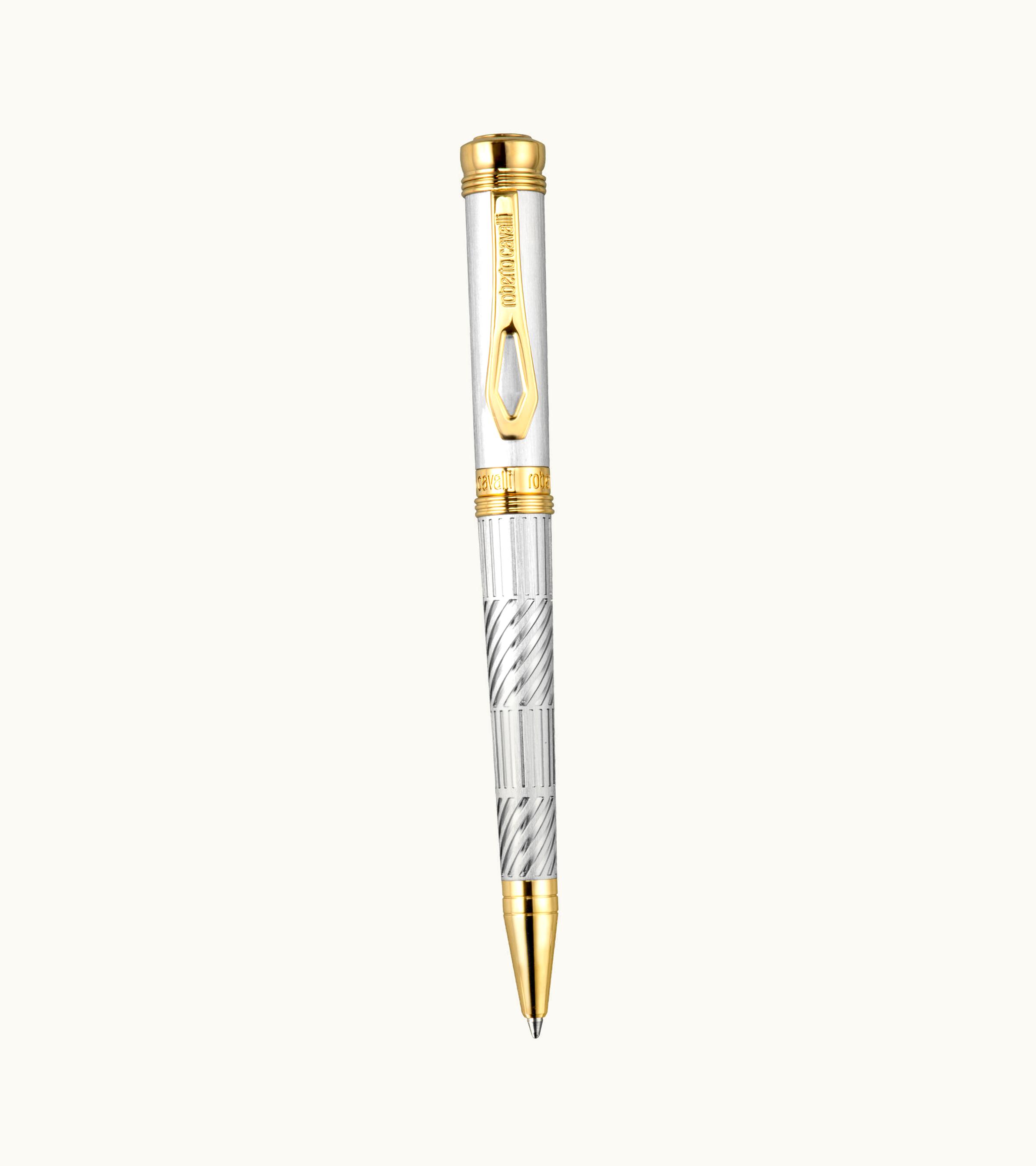Roberto Cavalli Roberto Cavalli Ballpoint Pen, Two Tone Silver & Gold Color Silver