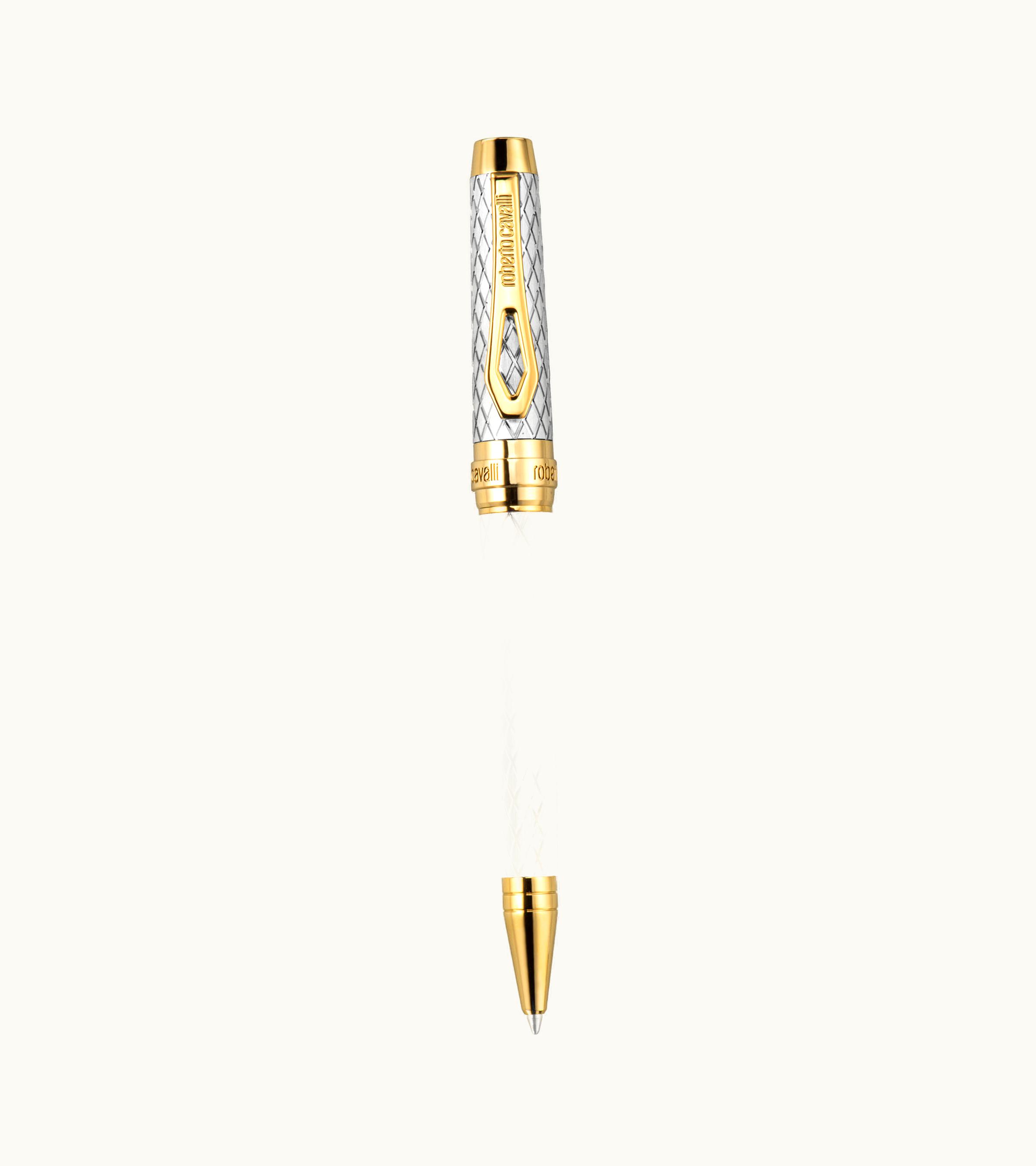 Roberto Cavalli Roberto Cavalli Ballpoint Pen, Two Tone Silver & Rose Gold Color Silver
