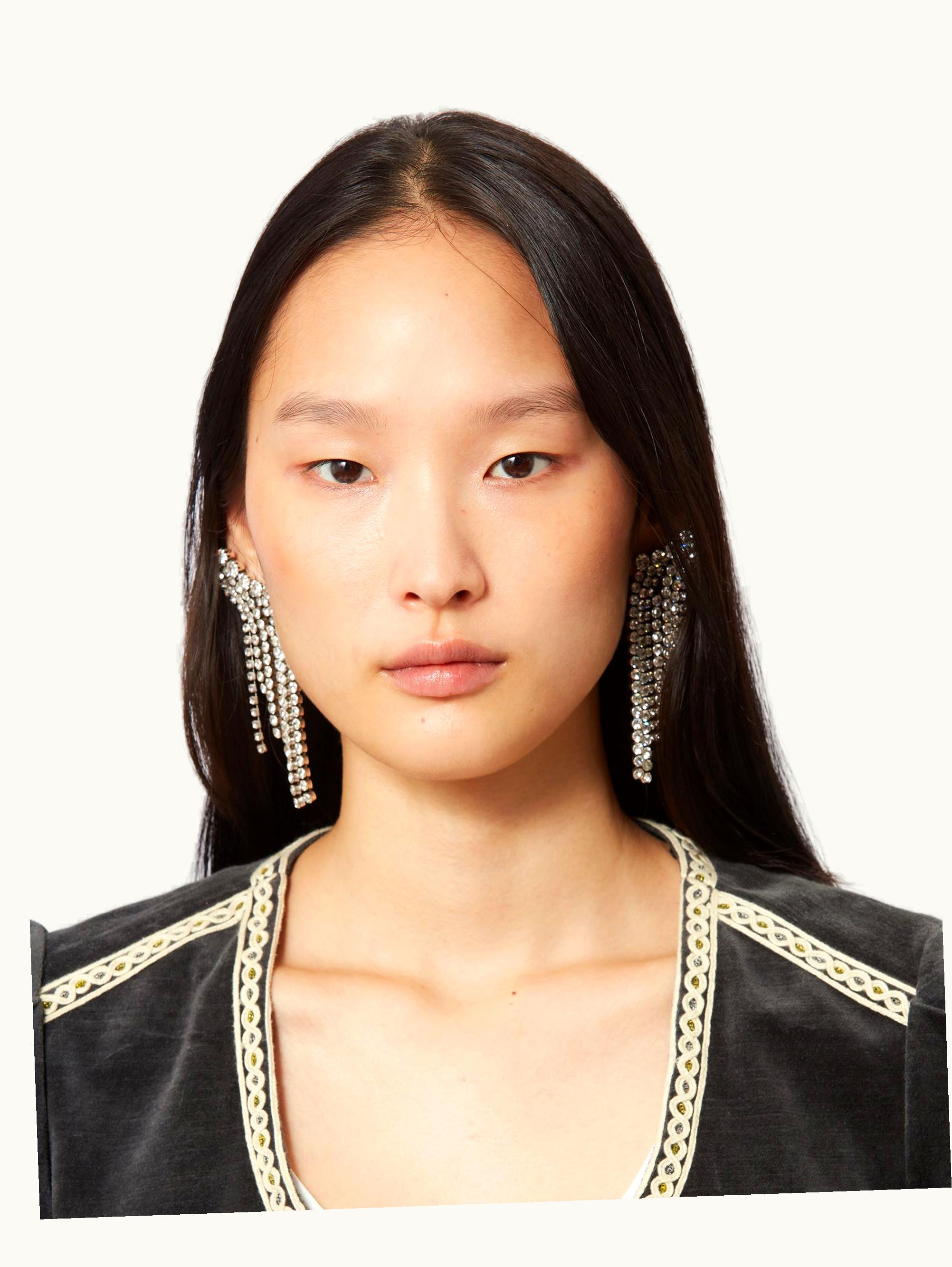 Isabel Marant Isabel Marant Wild Shore Earrings Transparent / Silver - Brass and Glass Rhinestone Earrings Silver