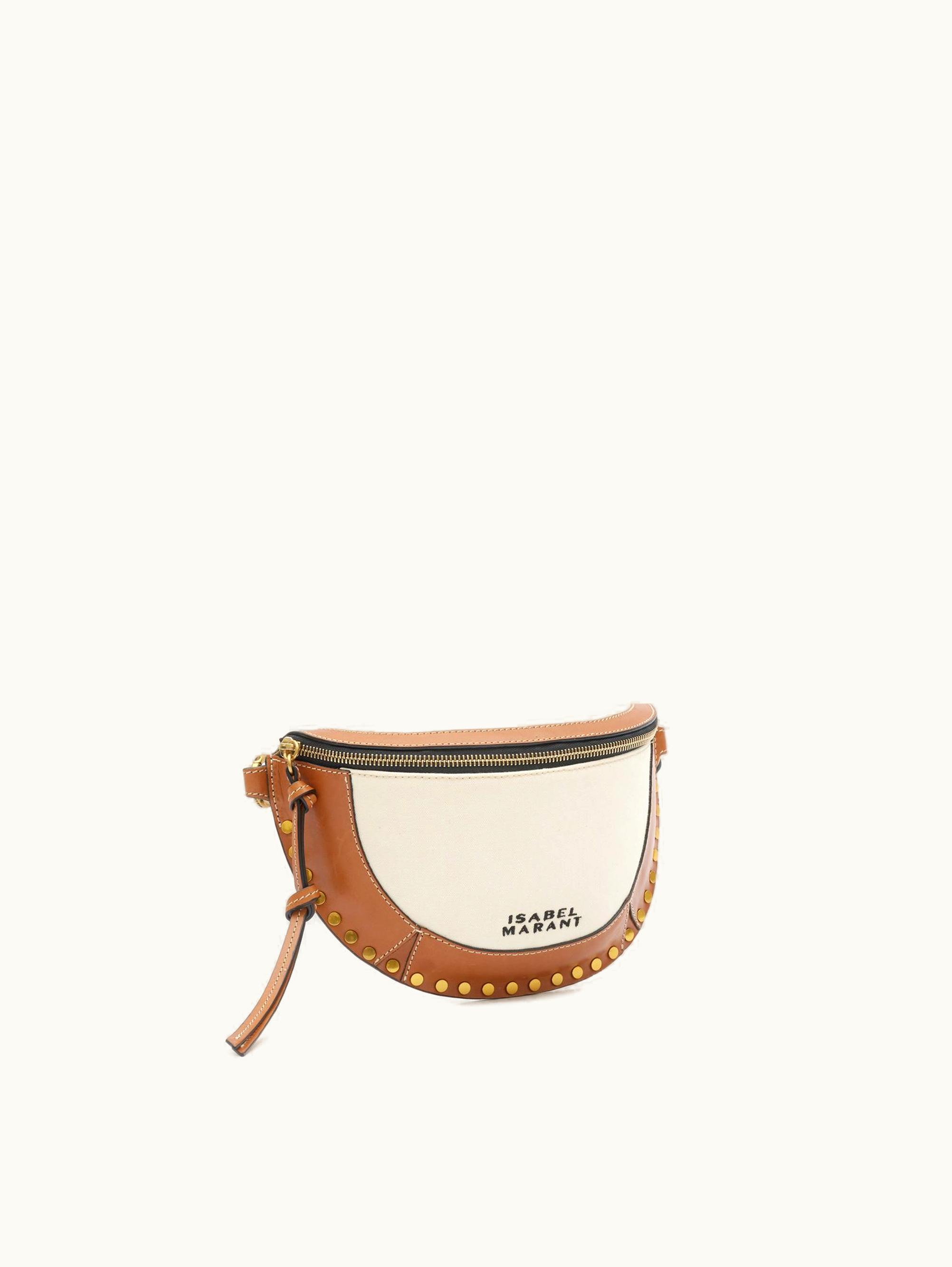 Isabel Marant Isabel Marant Skano Leather And Cotton Belt Bag Ecru / Cognac