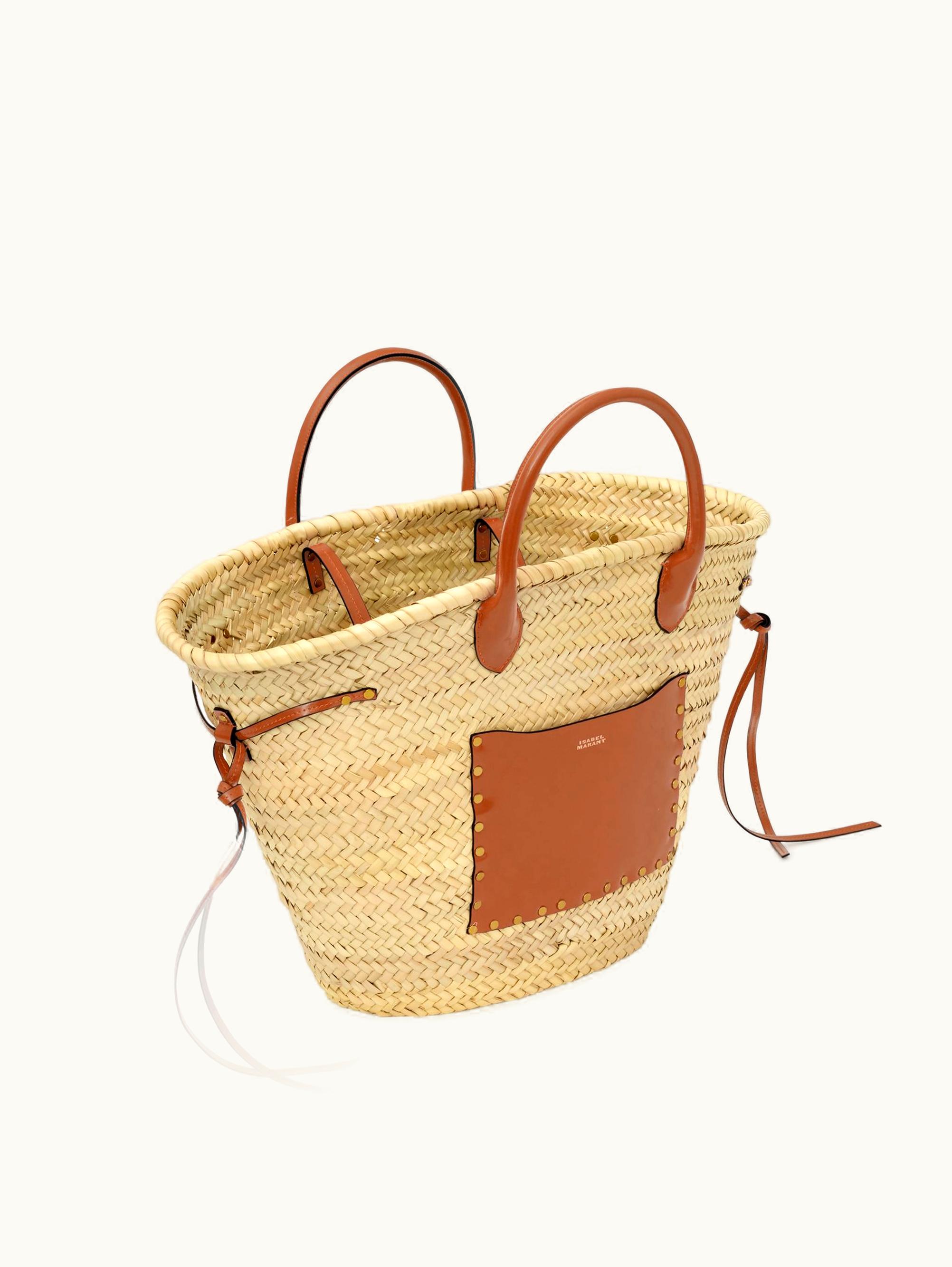 Isabel Marant Isabel Marant Cadix Raffia And Leather Basket Bag Natural / Cognac