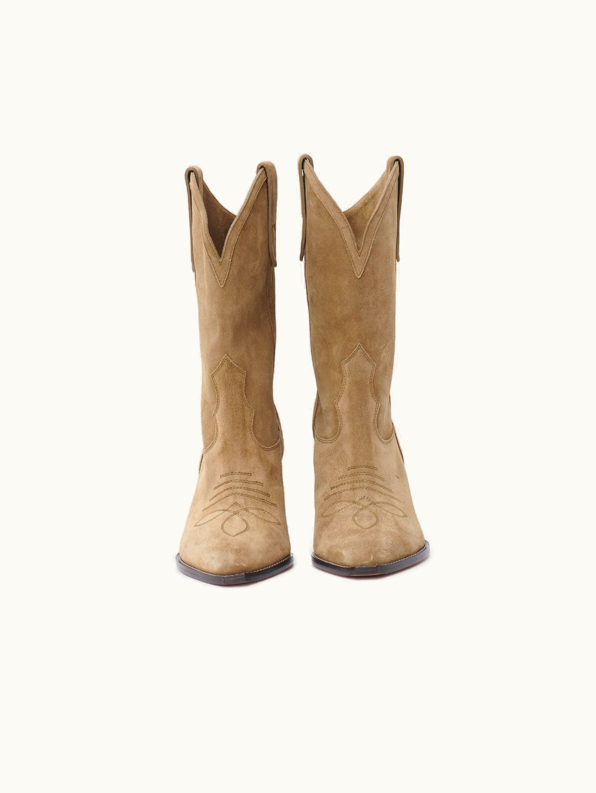 Isabel Marant Isabel Marant Luliette Calf Velvet Leather Low Boots Taupe