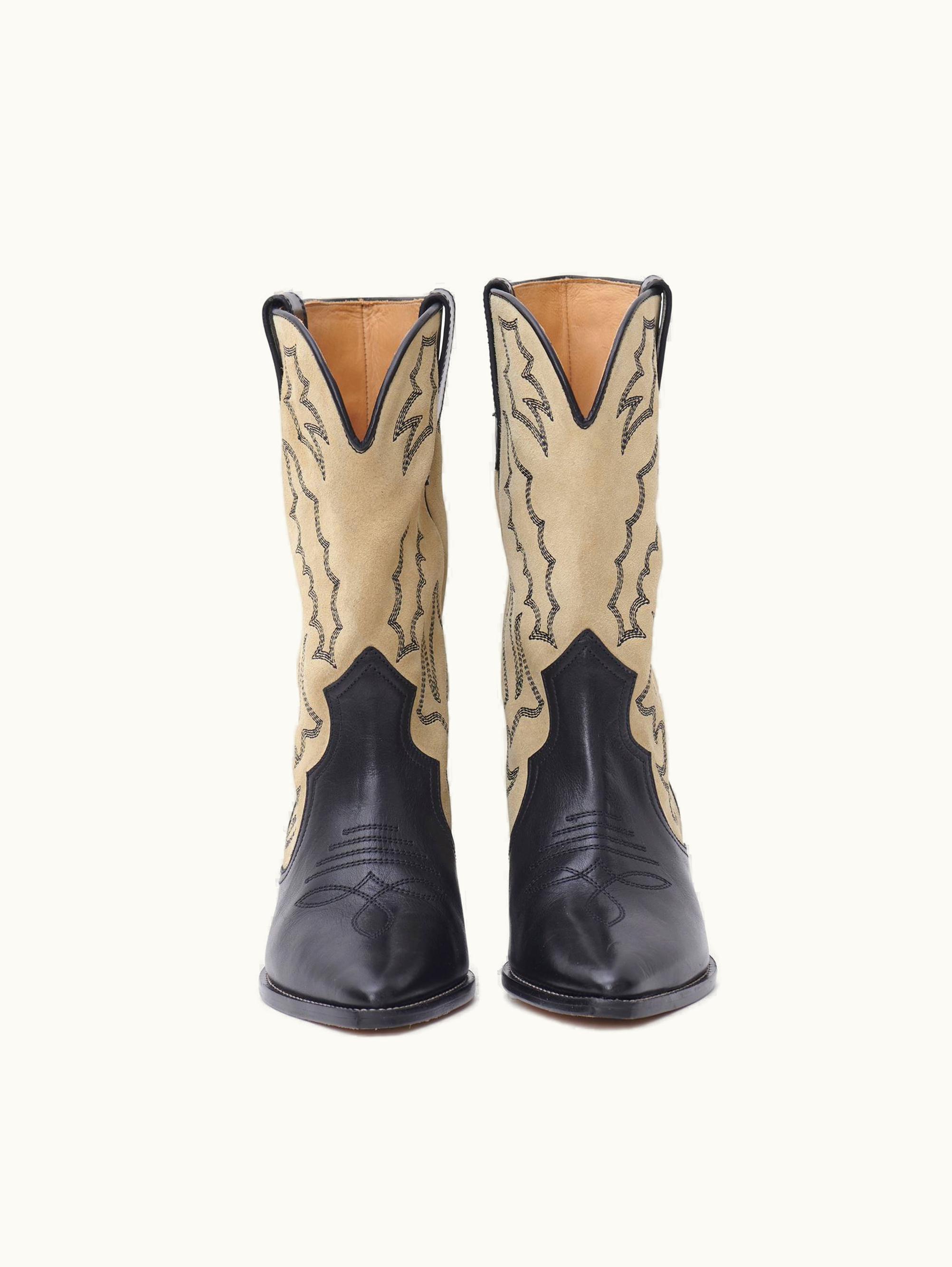 Isabel Marant Isabel Marant Duerto Suede Cowboy Boots Black / Ecru