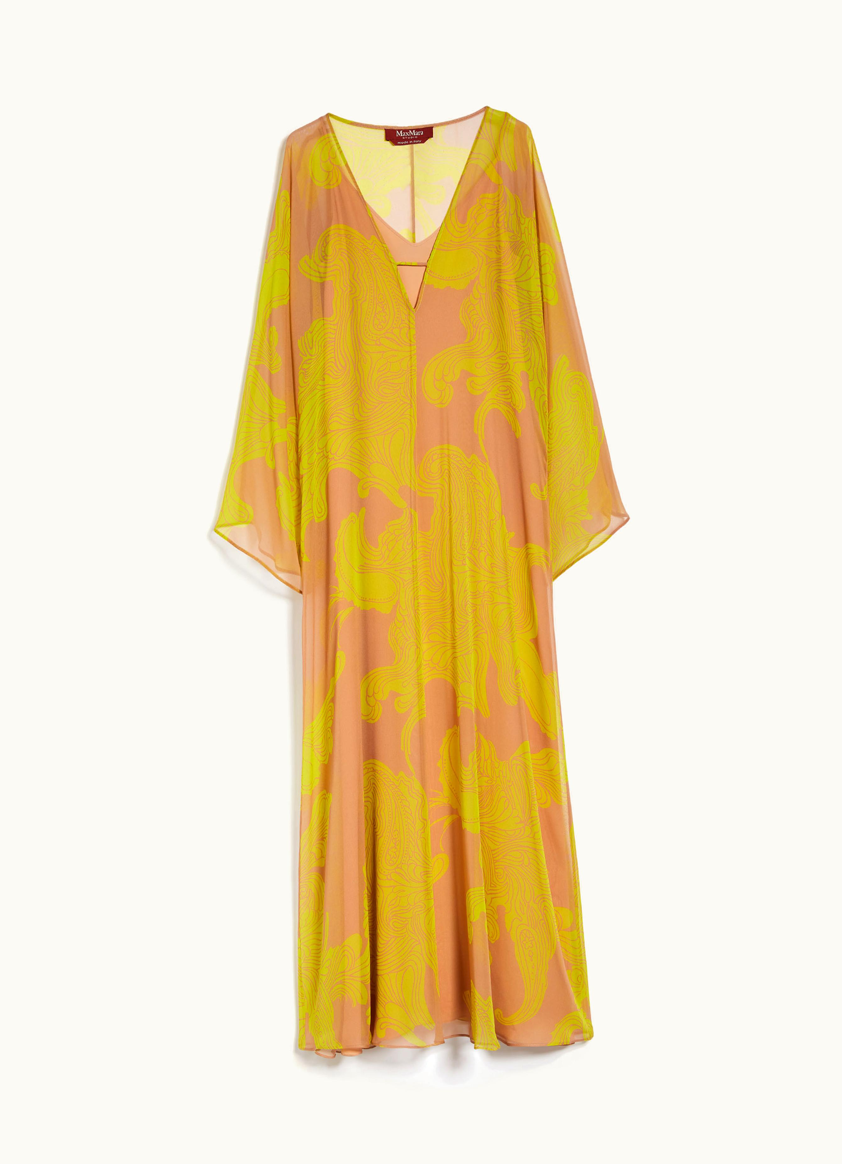 Max Mara Max Mara Printed Silk Kaftan Dress Hazelnut Brown Vik
