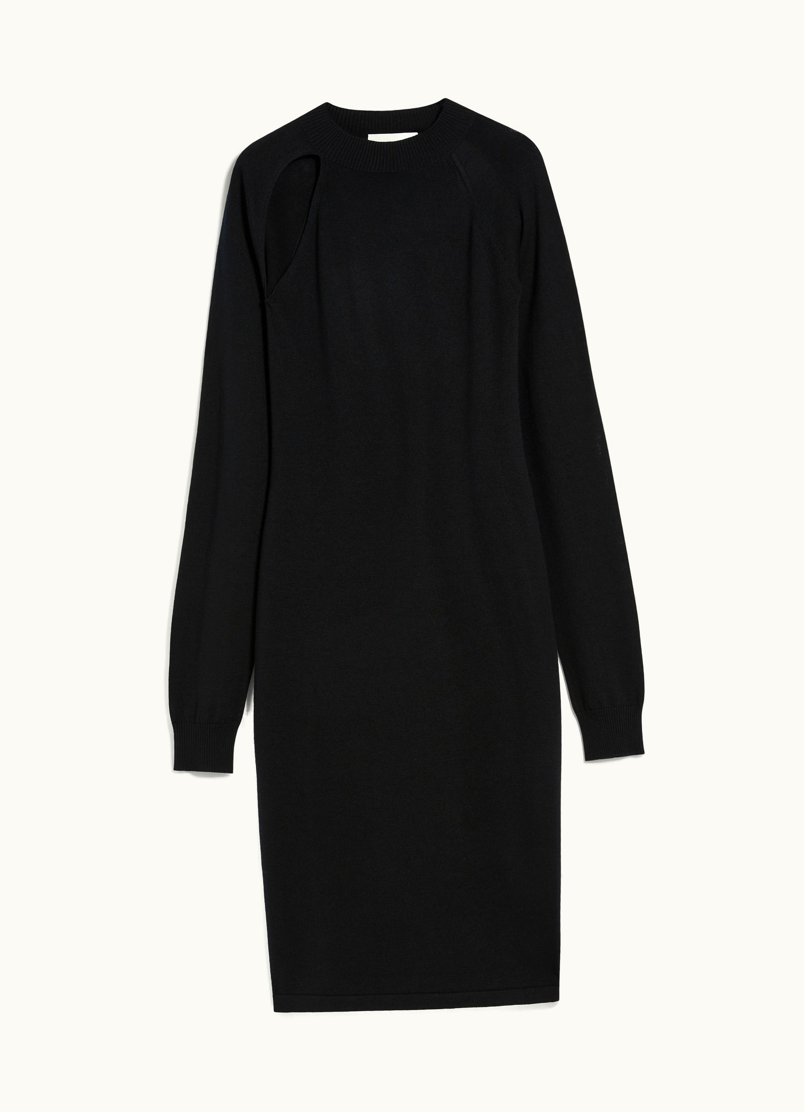 Max Mara Max Mara Slim-fit Knitted Wool And Silk Dress Black Sorbona