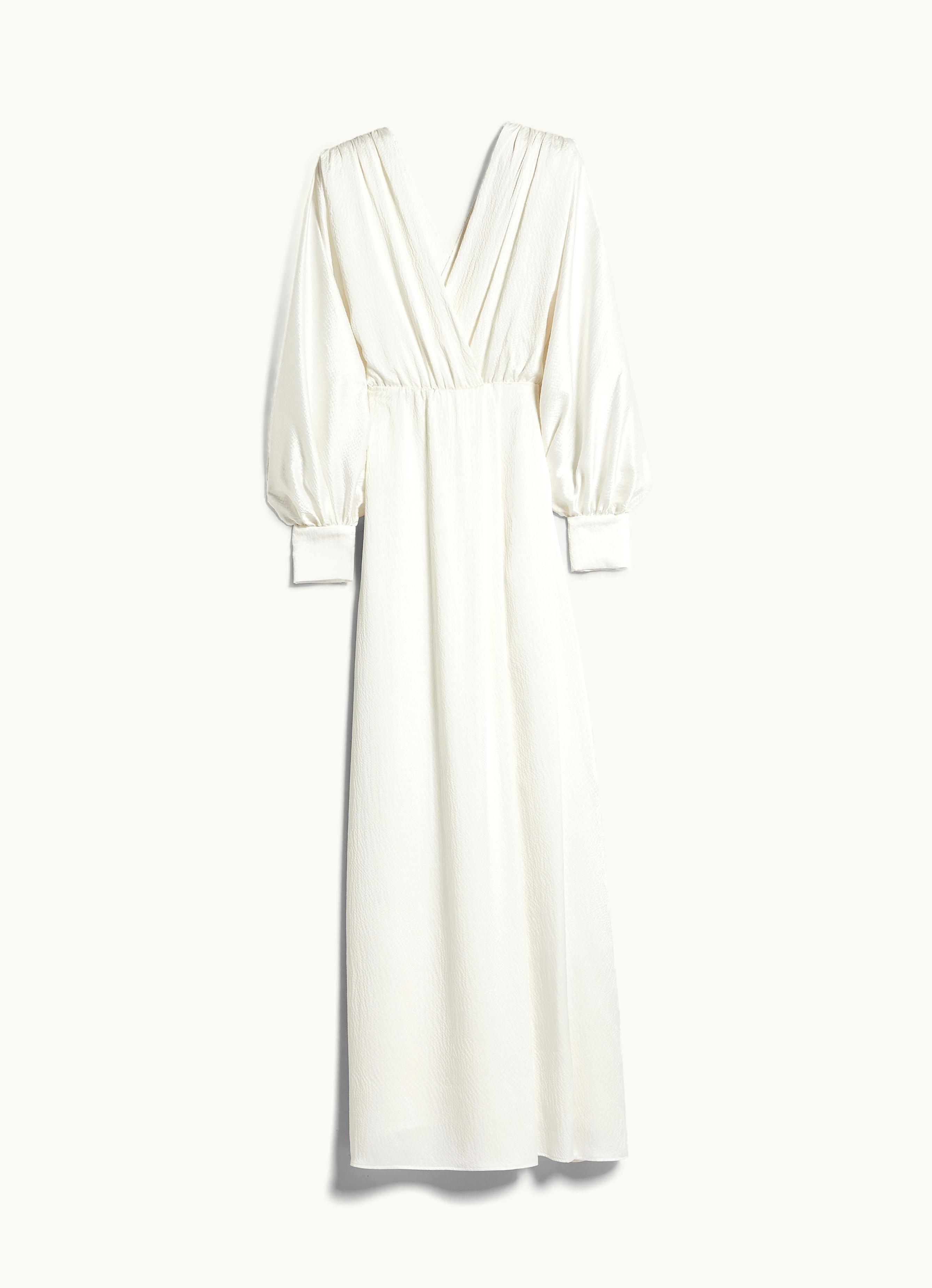 Max Mara Max Mara Silk Satin Draped Dress White Vociare