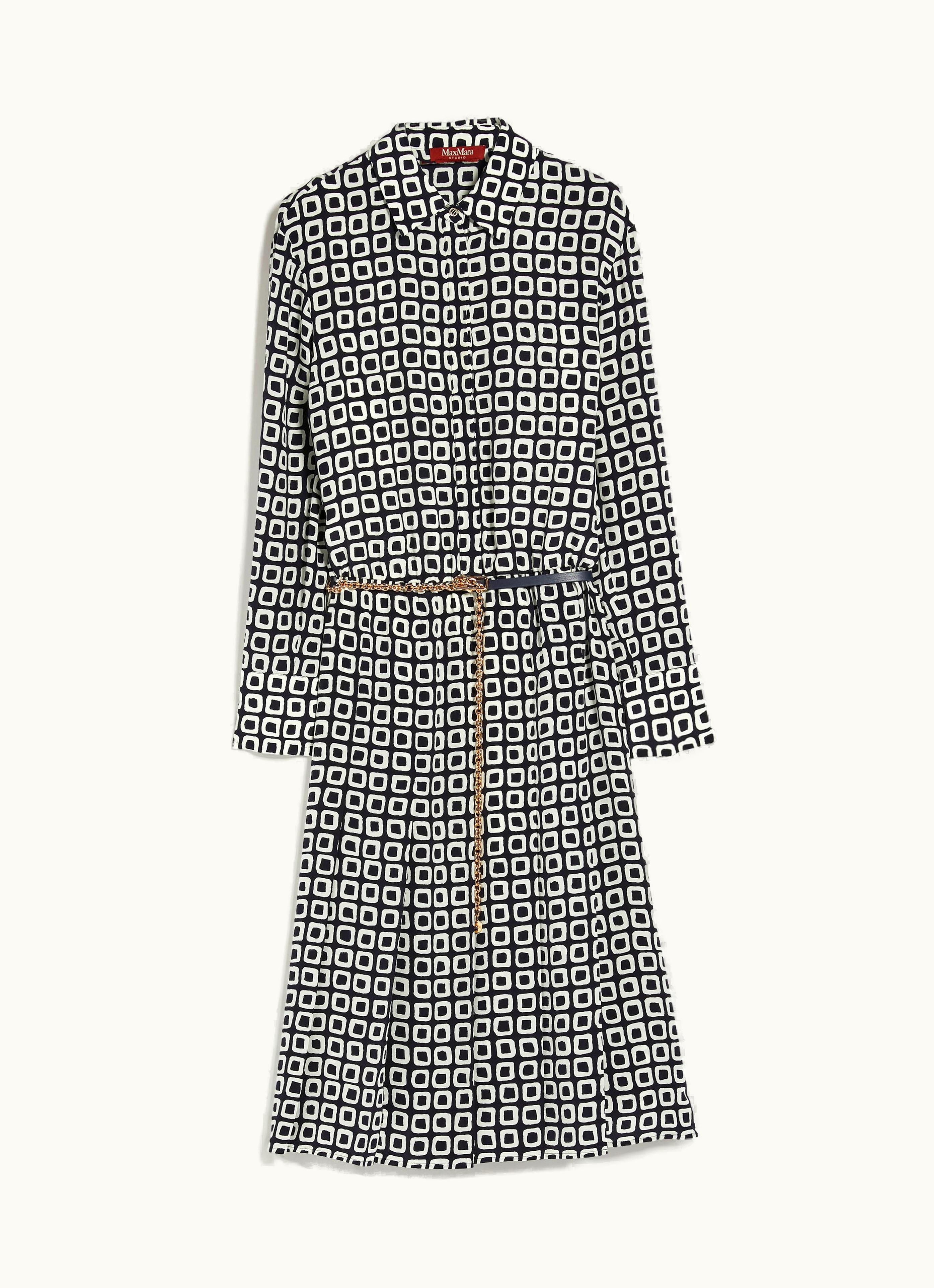Max Mara Max Mara Printed Crepe De Chine Dress Navy Elio