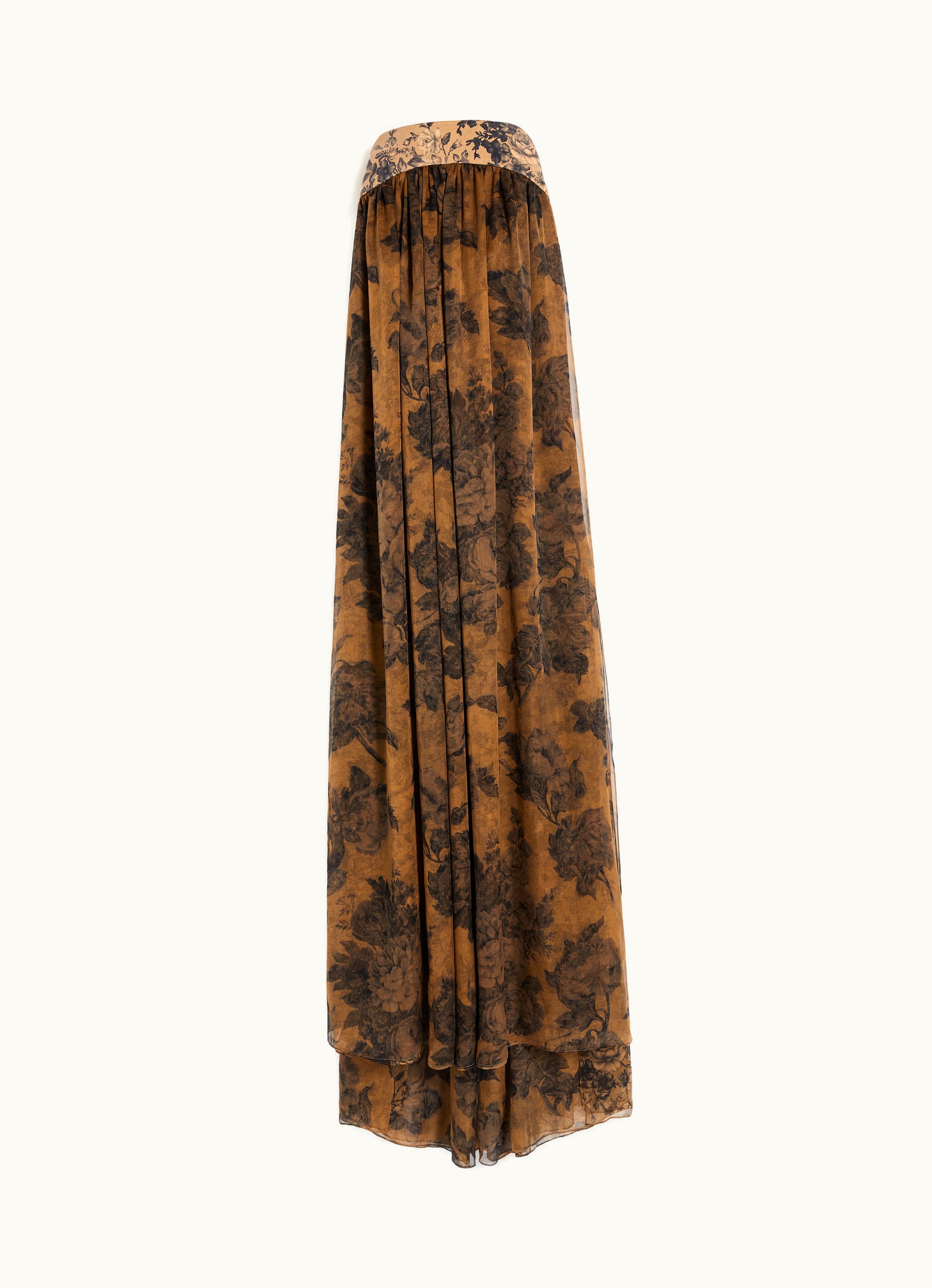 Max Mara Max Mara Patterned Chiffon Bustier Dress Bronze Acqua1234