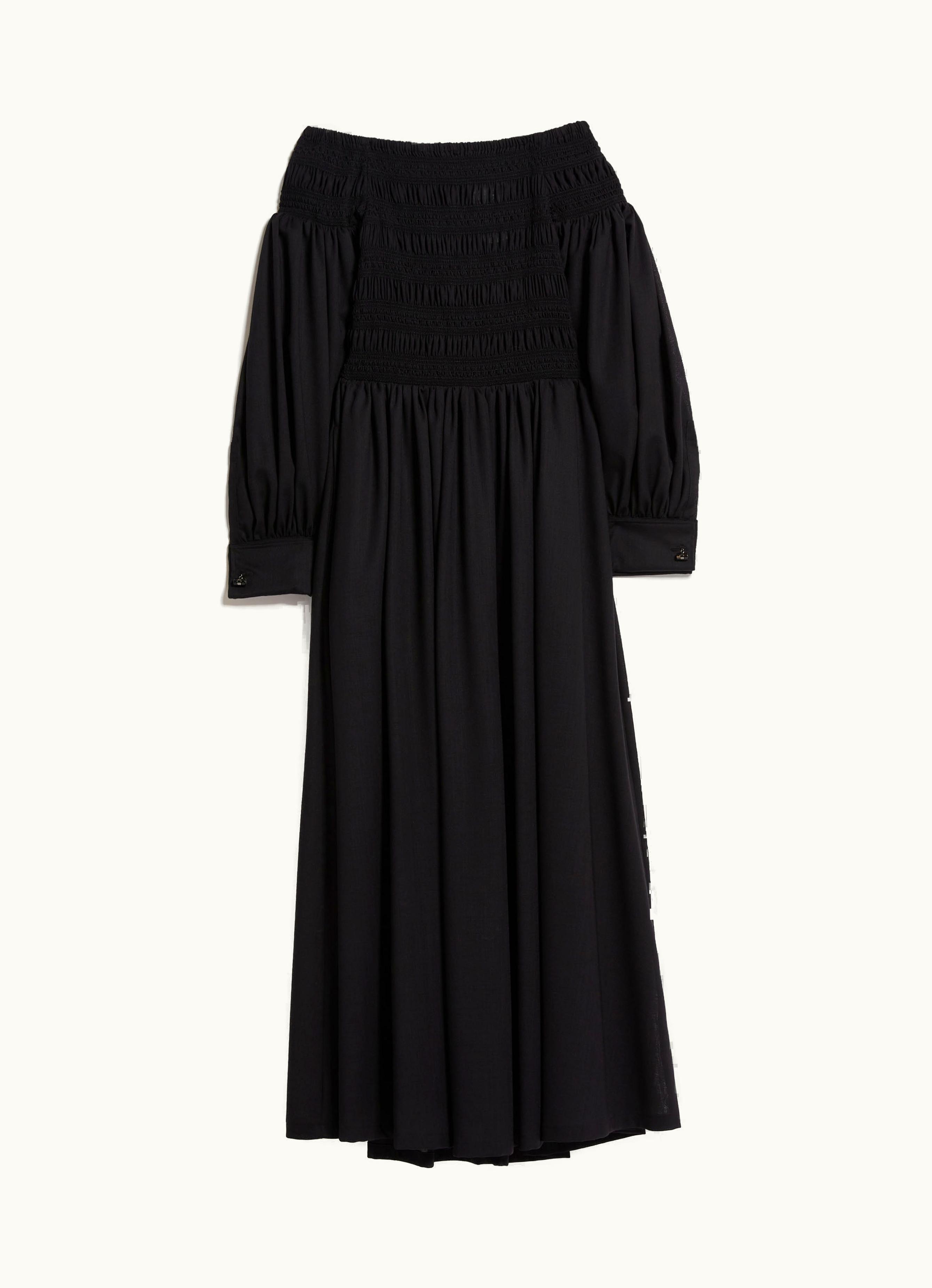 Max Mara Max Mara Off The Shoulder Wool Dress Black Manu