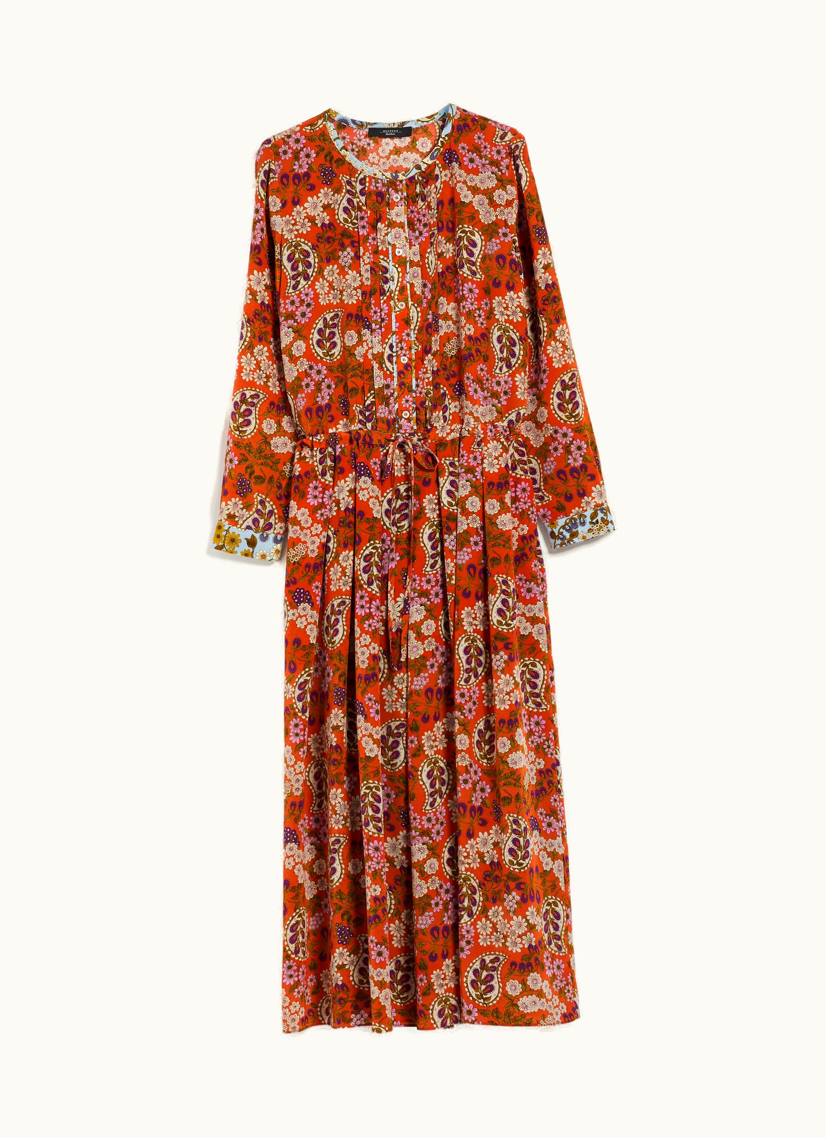 Max Mara Max Mara Printed Crepe De Chine Dress Orange Siro