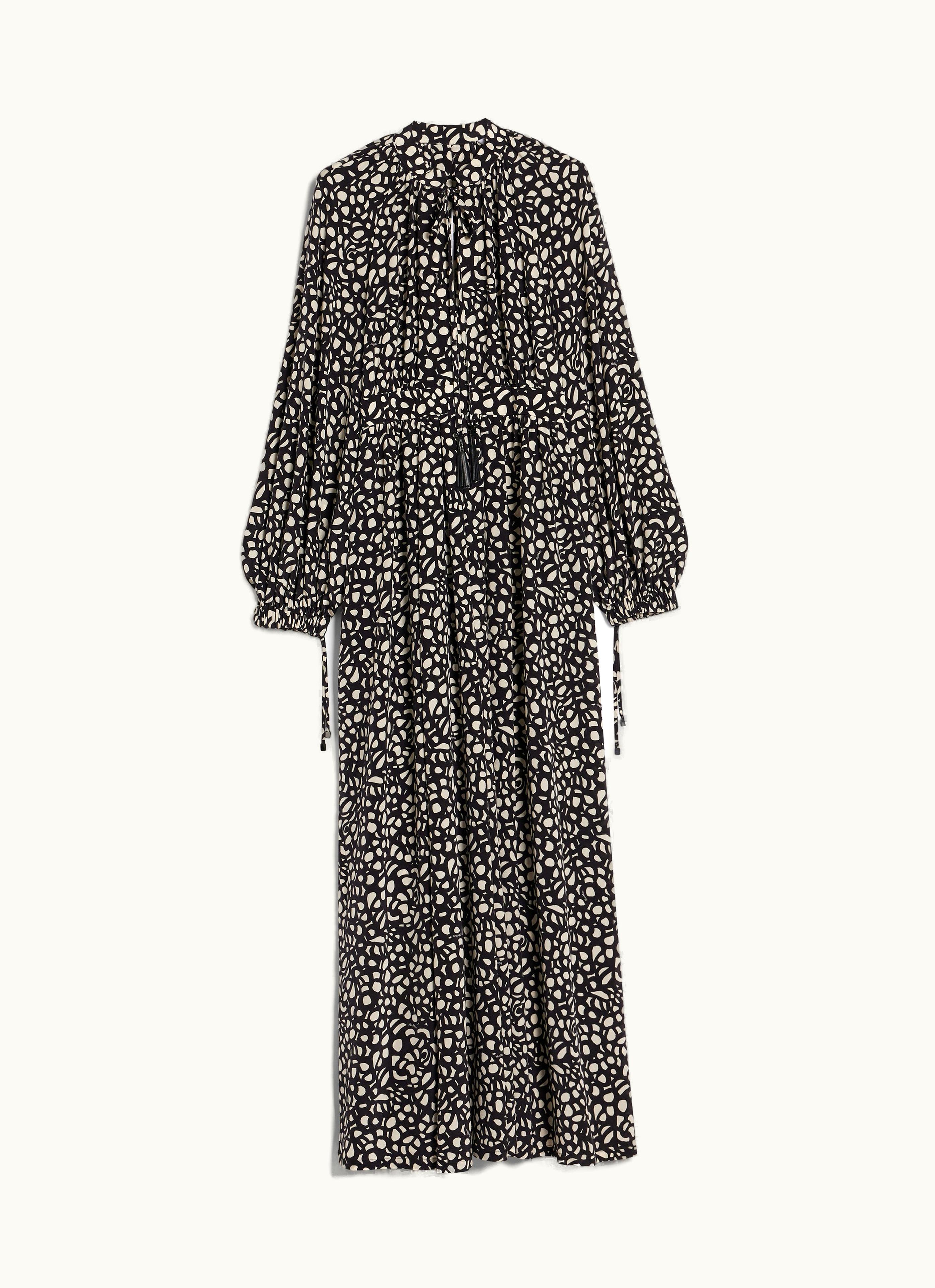 Max Mara Max Mara Long Printed Silk Dress Black White Urbania