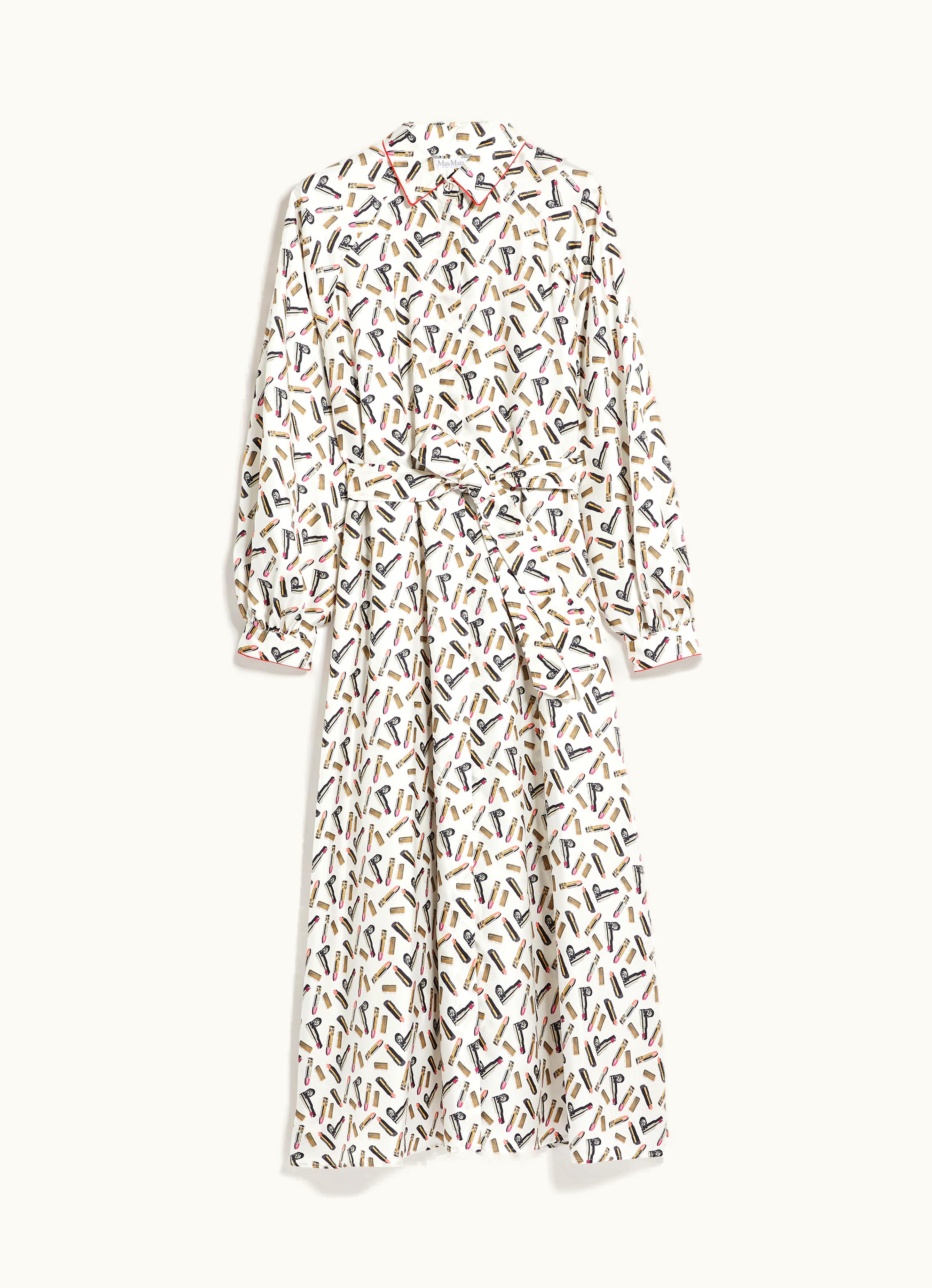 Max Mara Max Mara Printed Silk Shirt Dress White Black Rimmel