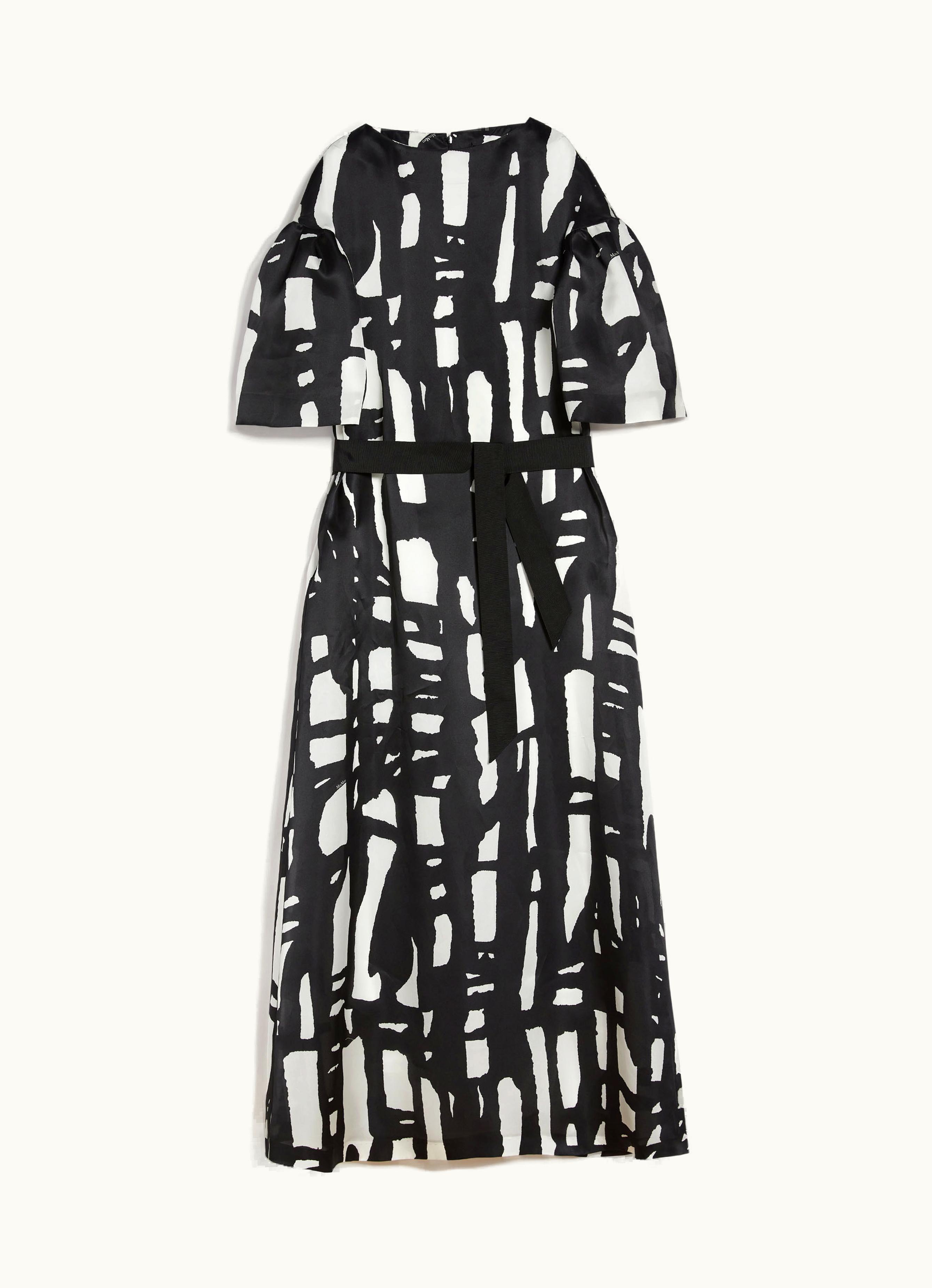 Max Mara Max Mara Printed Silk Organza Dress Black White Rubiera