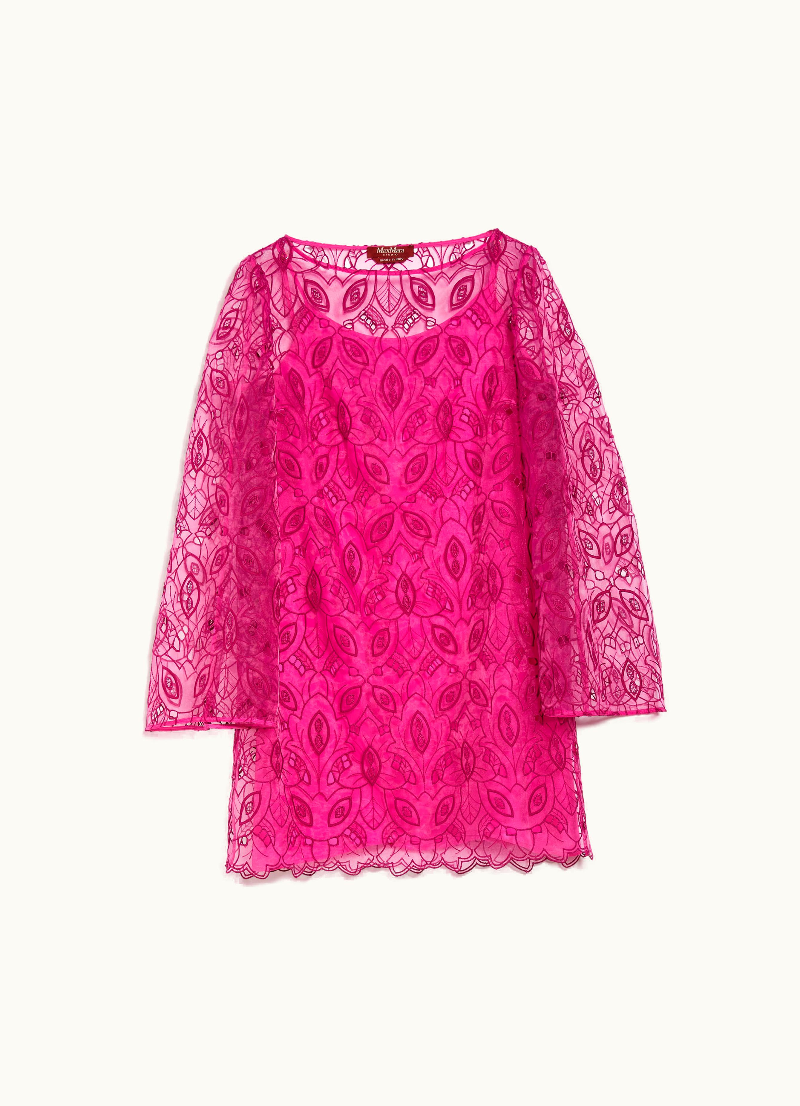 Max Mara Max Mara Embroidered Organza Mini Dress Fuchsia Bracco