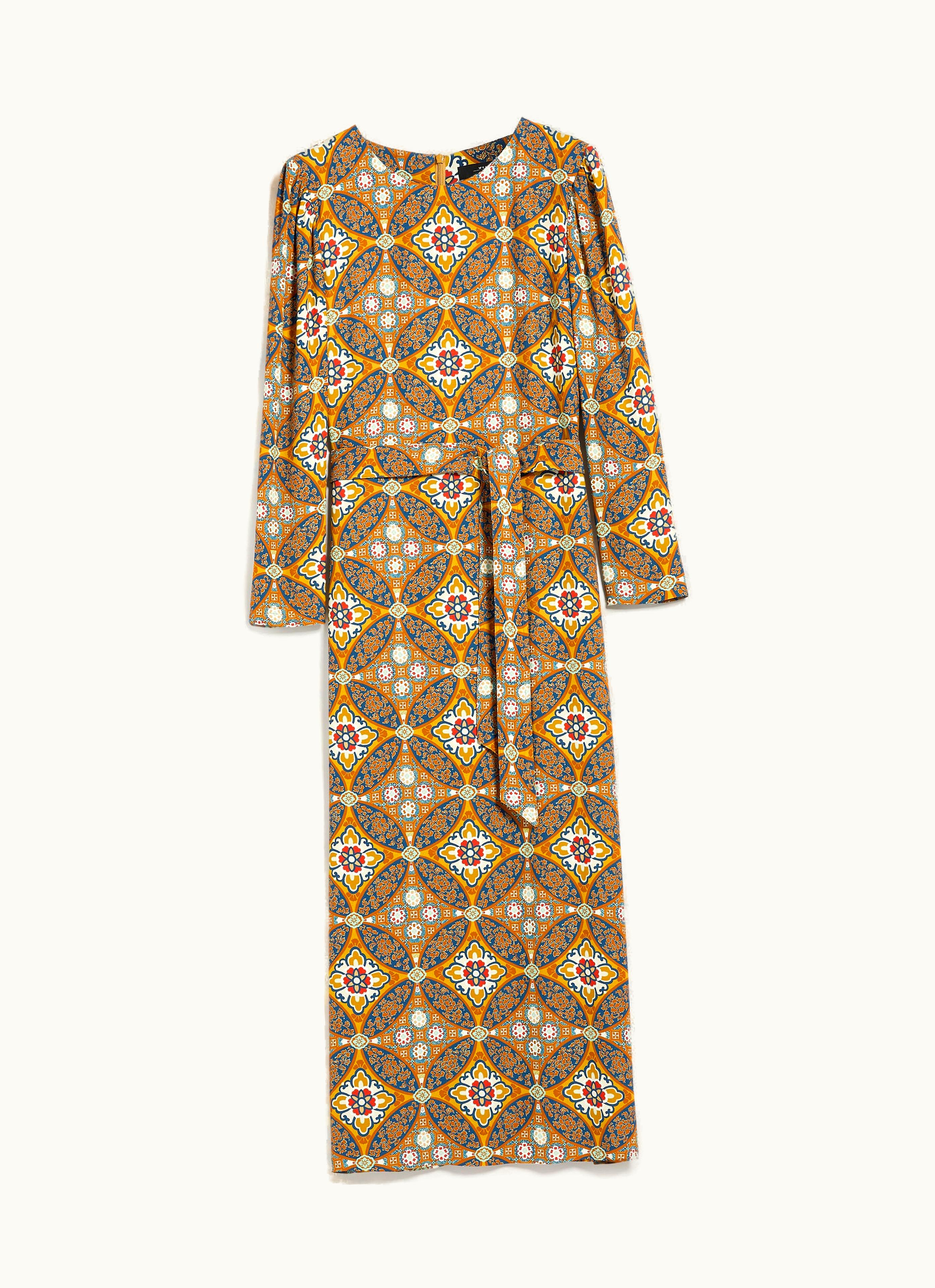 Max Mara Max Mara Belted Viscose Crepe Dress Mustard Album