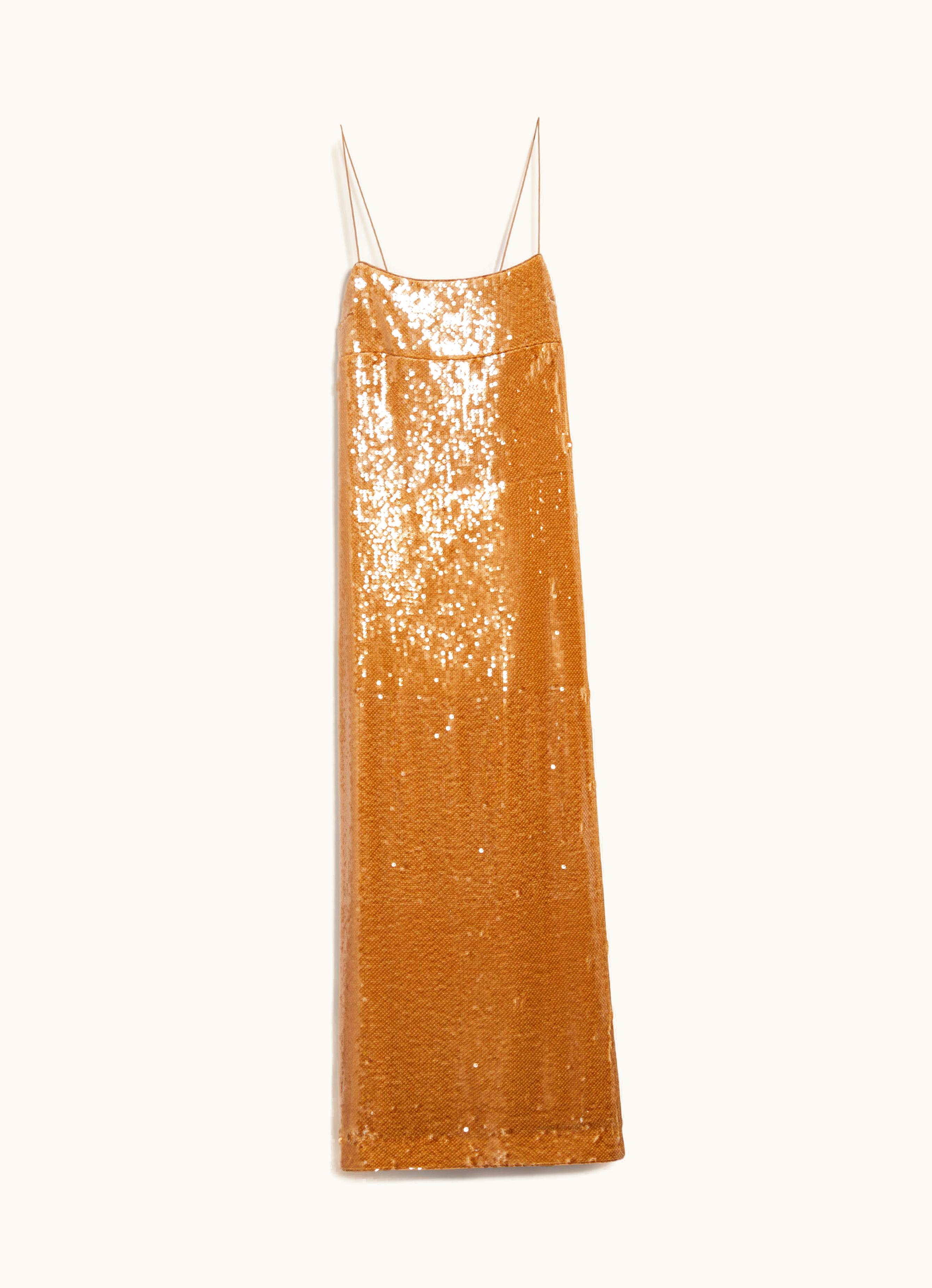 Max Mara Max Mara Sequinned Sheath Dress Hazelnut Brown Arancio