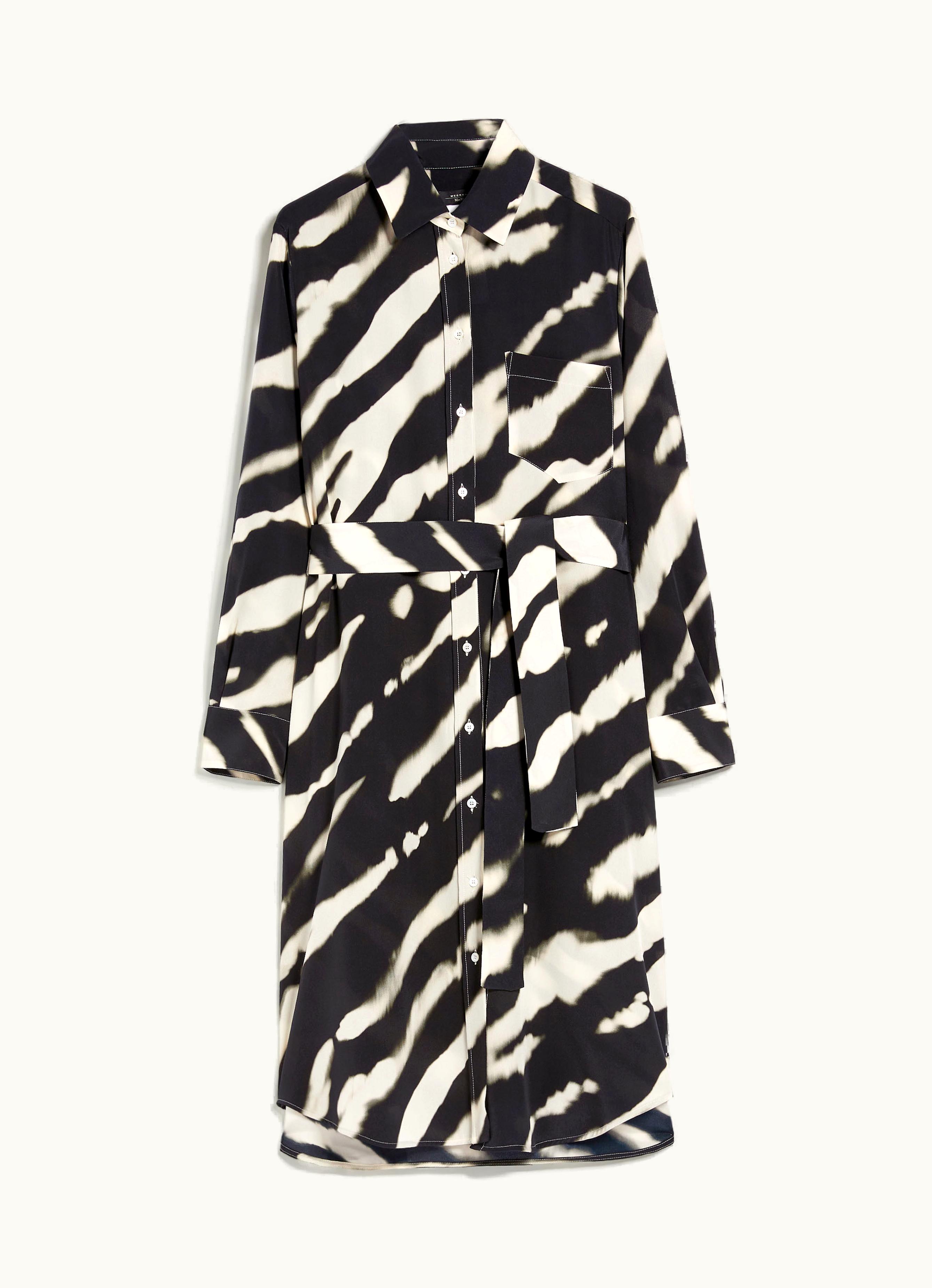 Max Mara Max Mara Printed Crepe De Chine Shirt Dress Black Ussuri