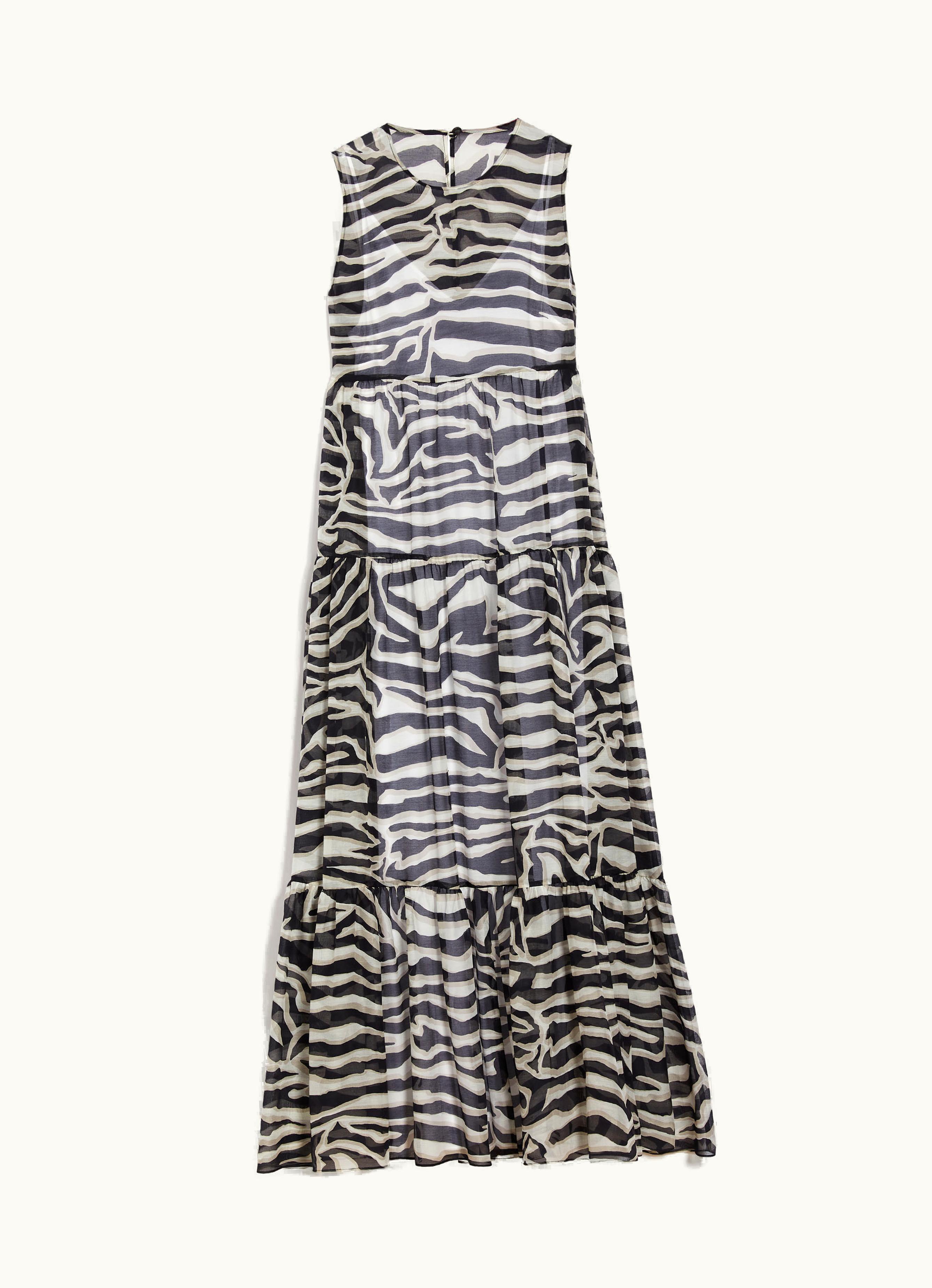 Max Mara Max Mara Long animal-print Muslin Dress White Black Infante