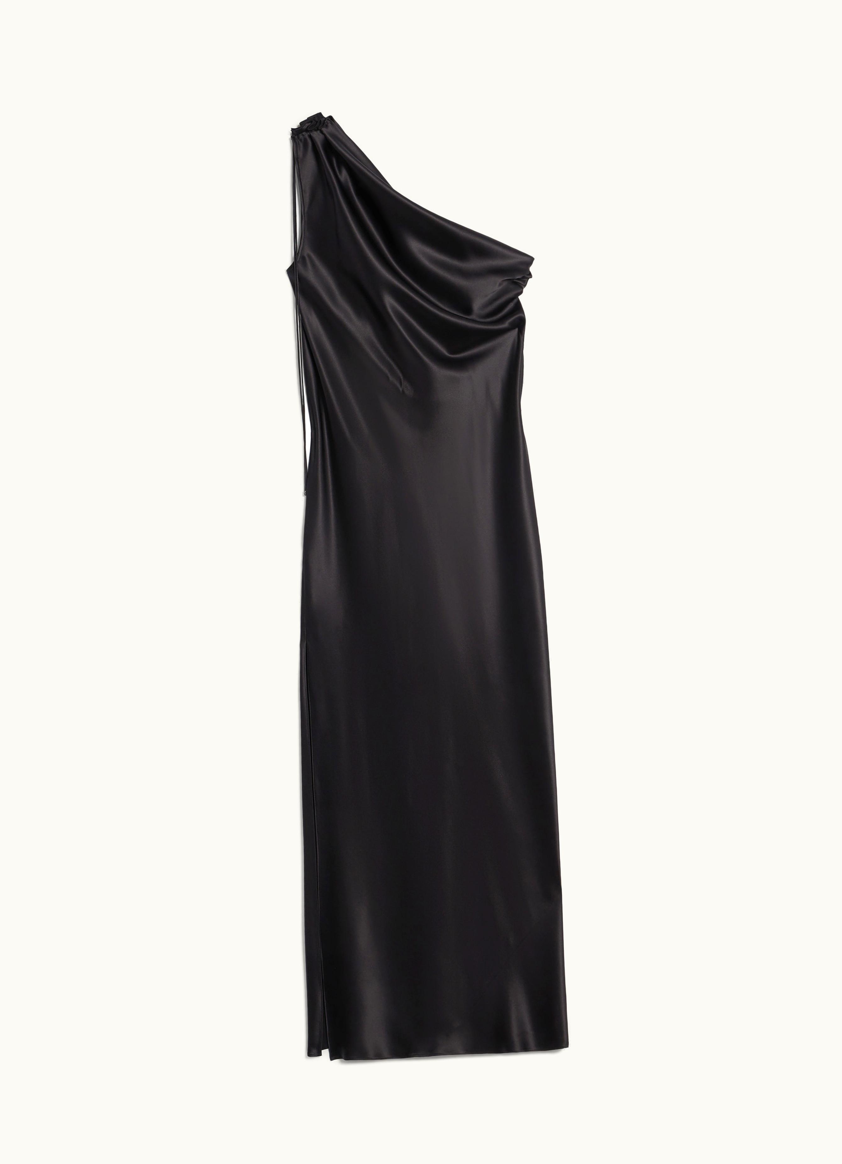 Max Mara Max Mara One-shoulder Dress In Silk Satin Black Opera