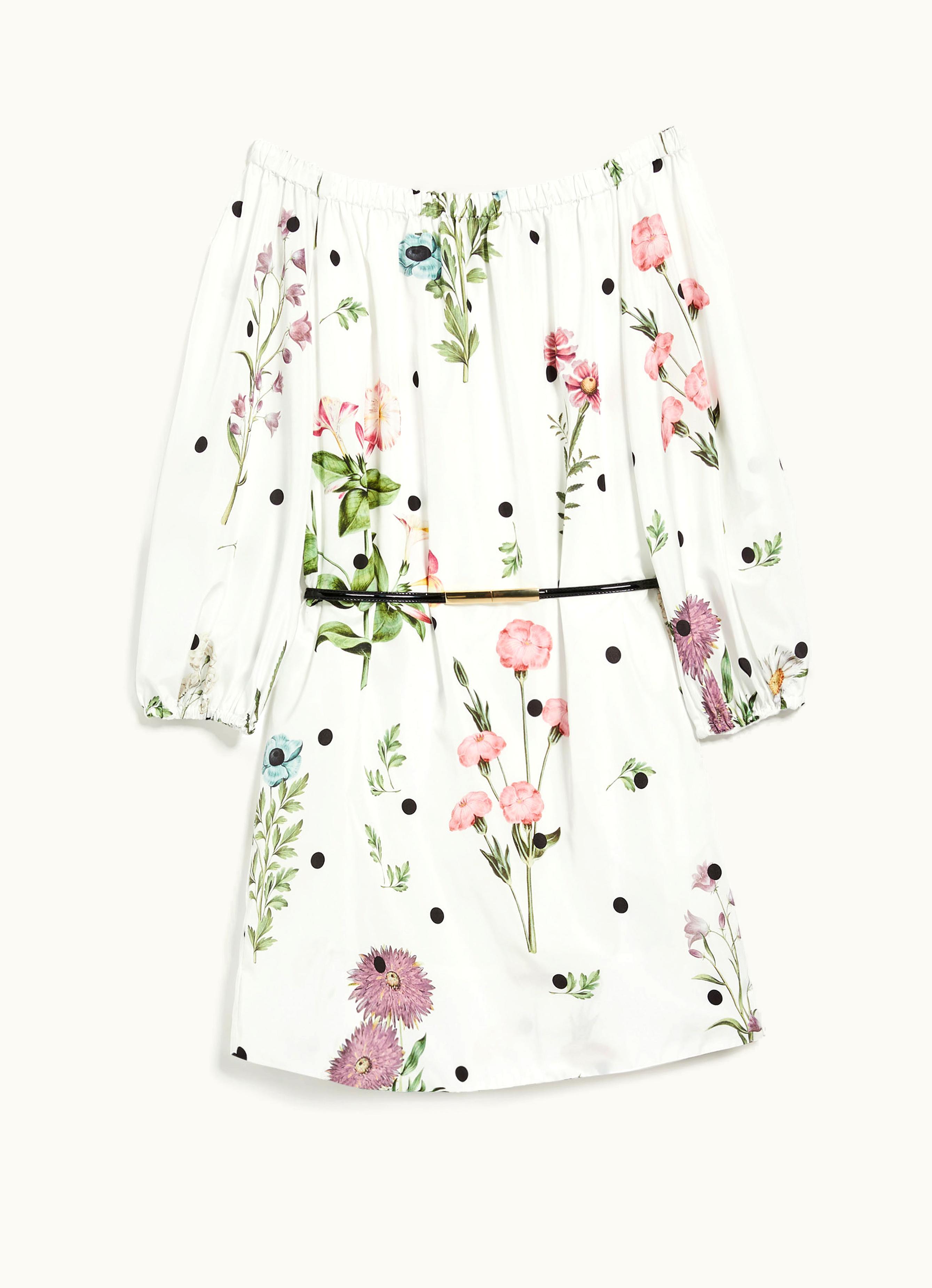 Max Mara Max Mara Printed Taffeta Balloon Dress Optical White Libico