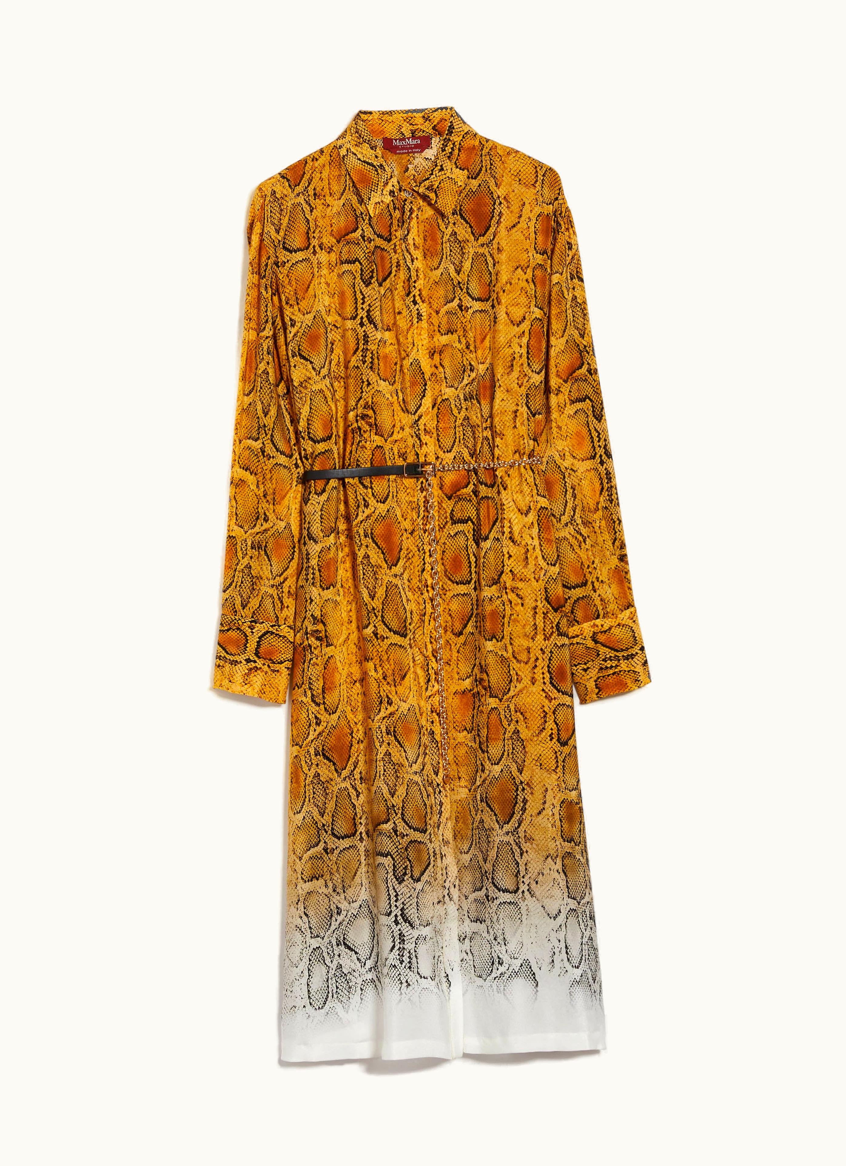 Max Mara Max Mara Printed Silk Shirt Dress Yellow Nereo