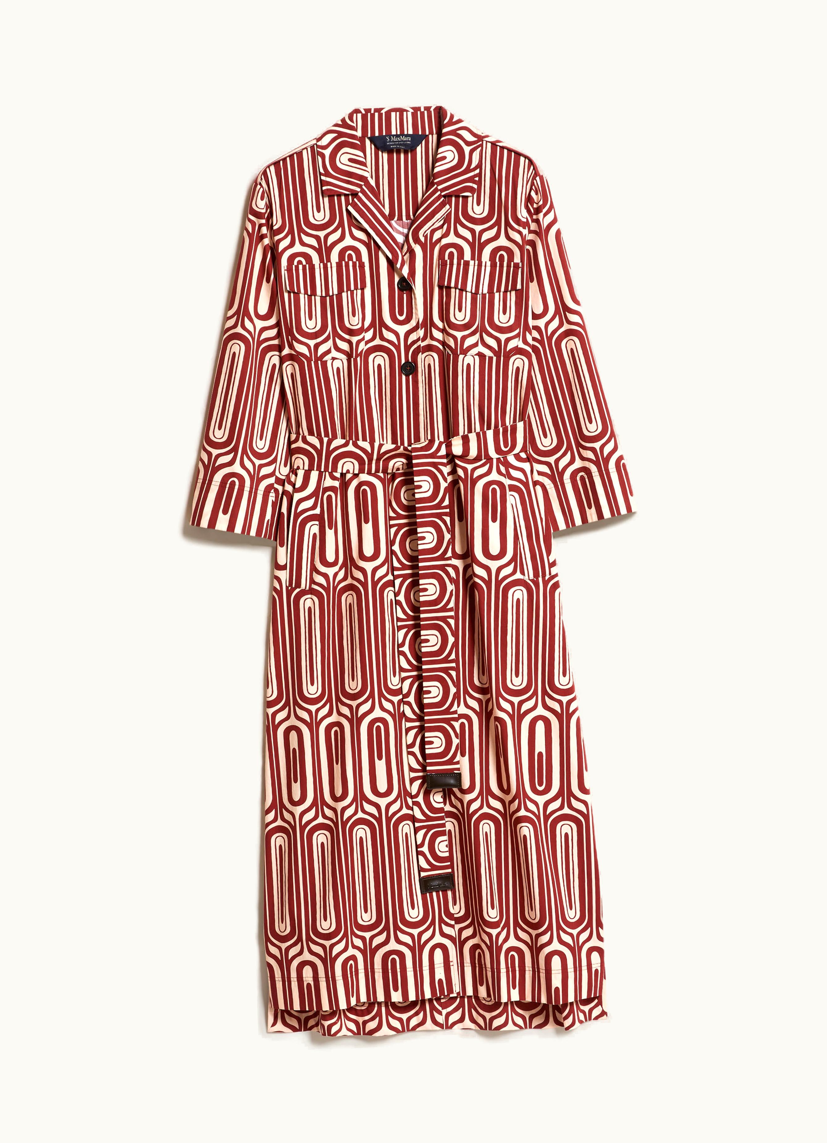 Max Mara Max Mara Printed Cotton Shirt Dress Red Fata