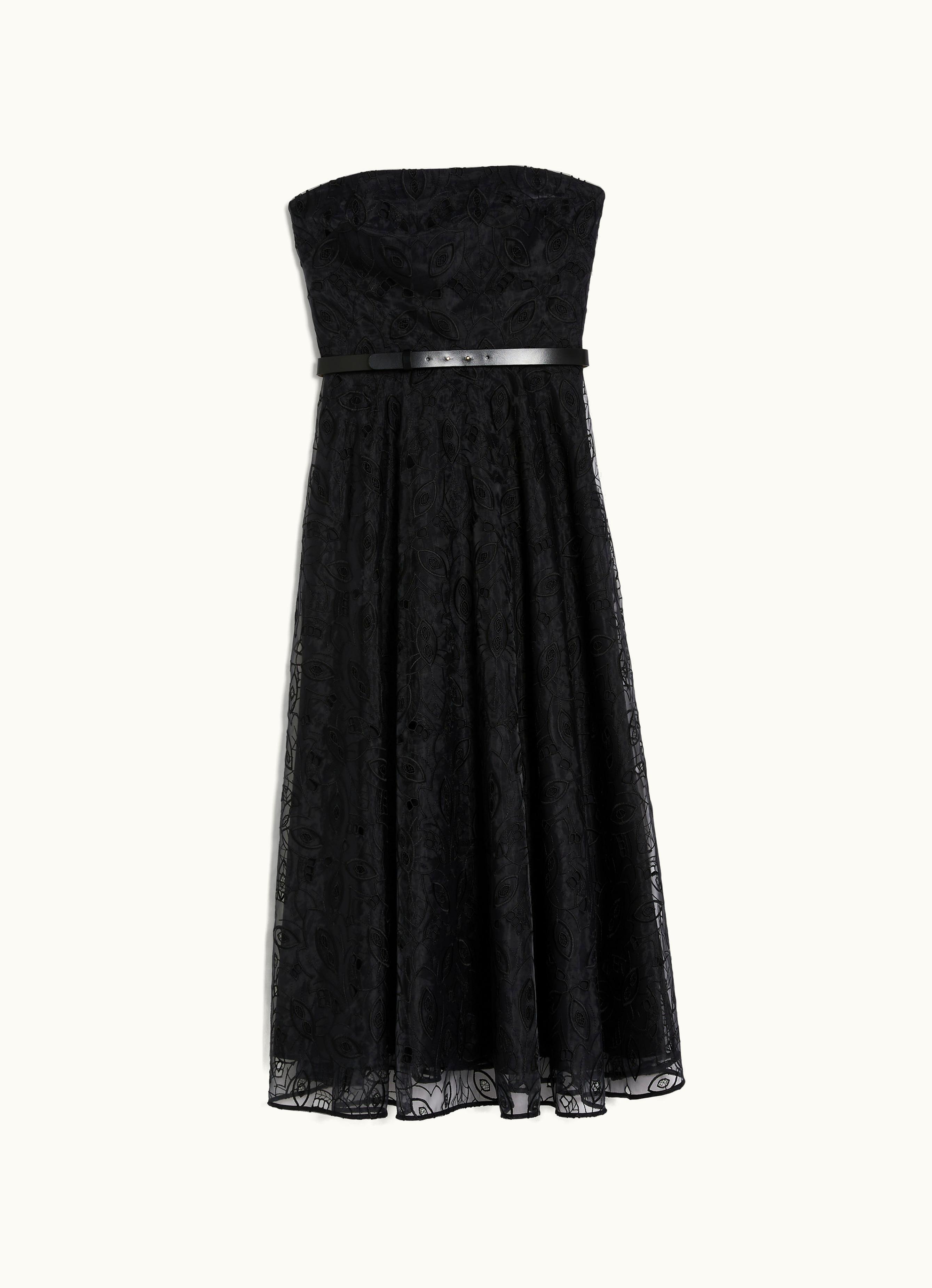 Max Mara Max Mara Embroidered Organza Bustier Dress Black Stecca
