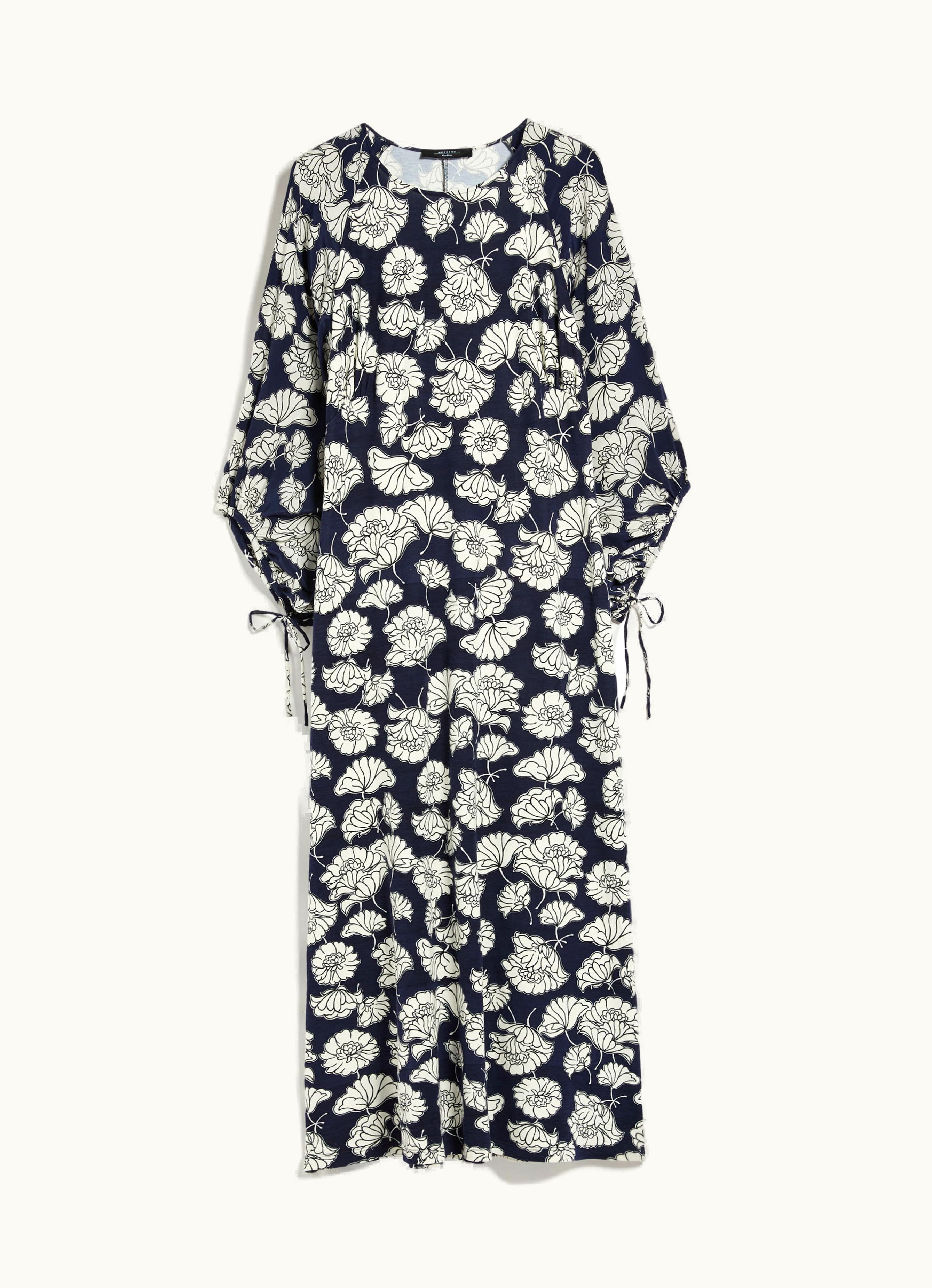 Max Mara Max Mara Jersey Dress With Printed Sleeves Navy Yellow