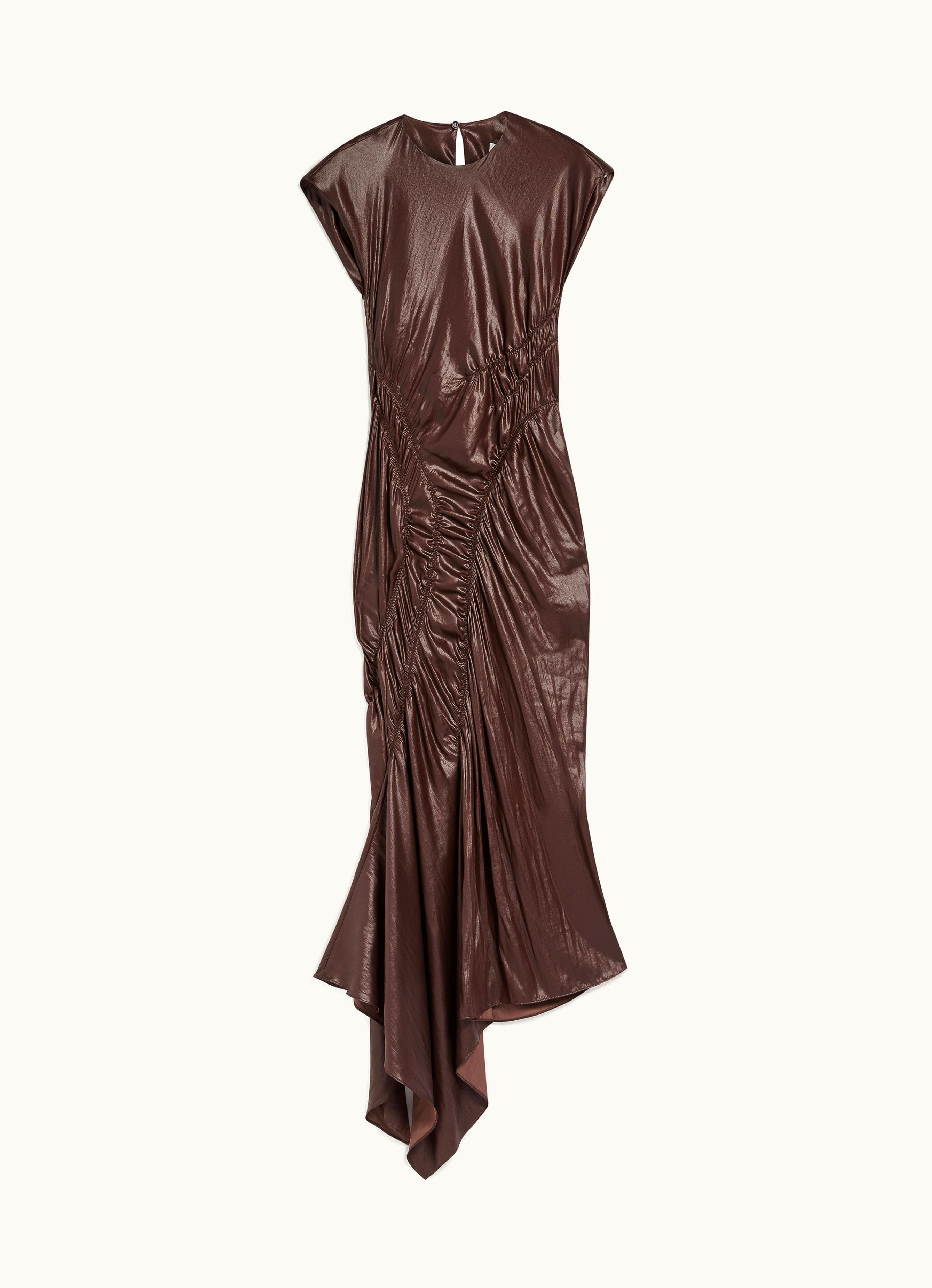 Max Mara Max Mara Gathered Sleeveless Dress Dark Bown Guelfo