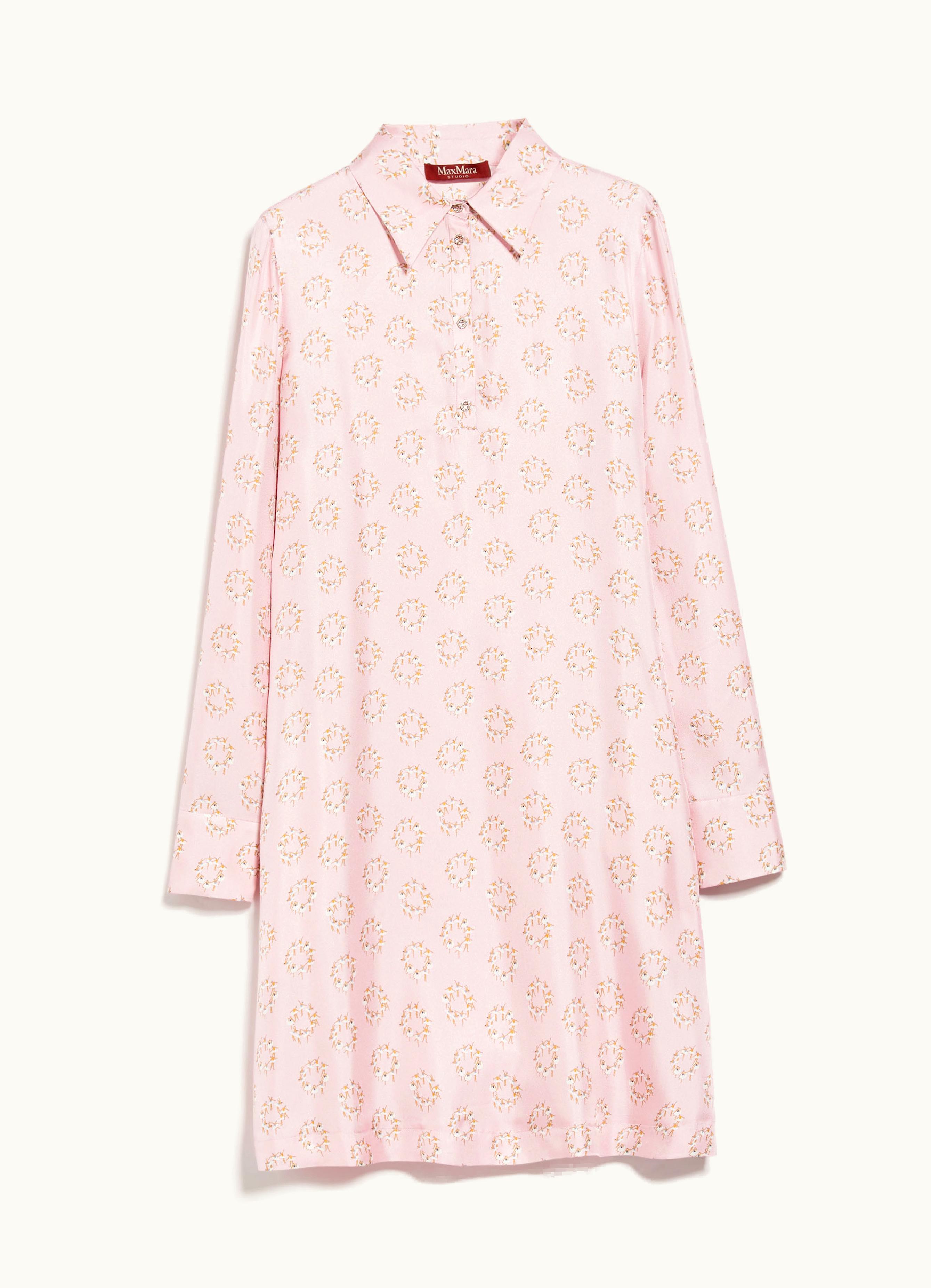 Max Mara Max Mara Printed Silk Twill Dress Pink Rufo