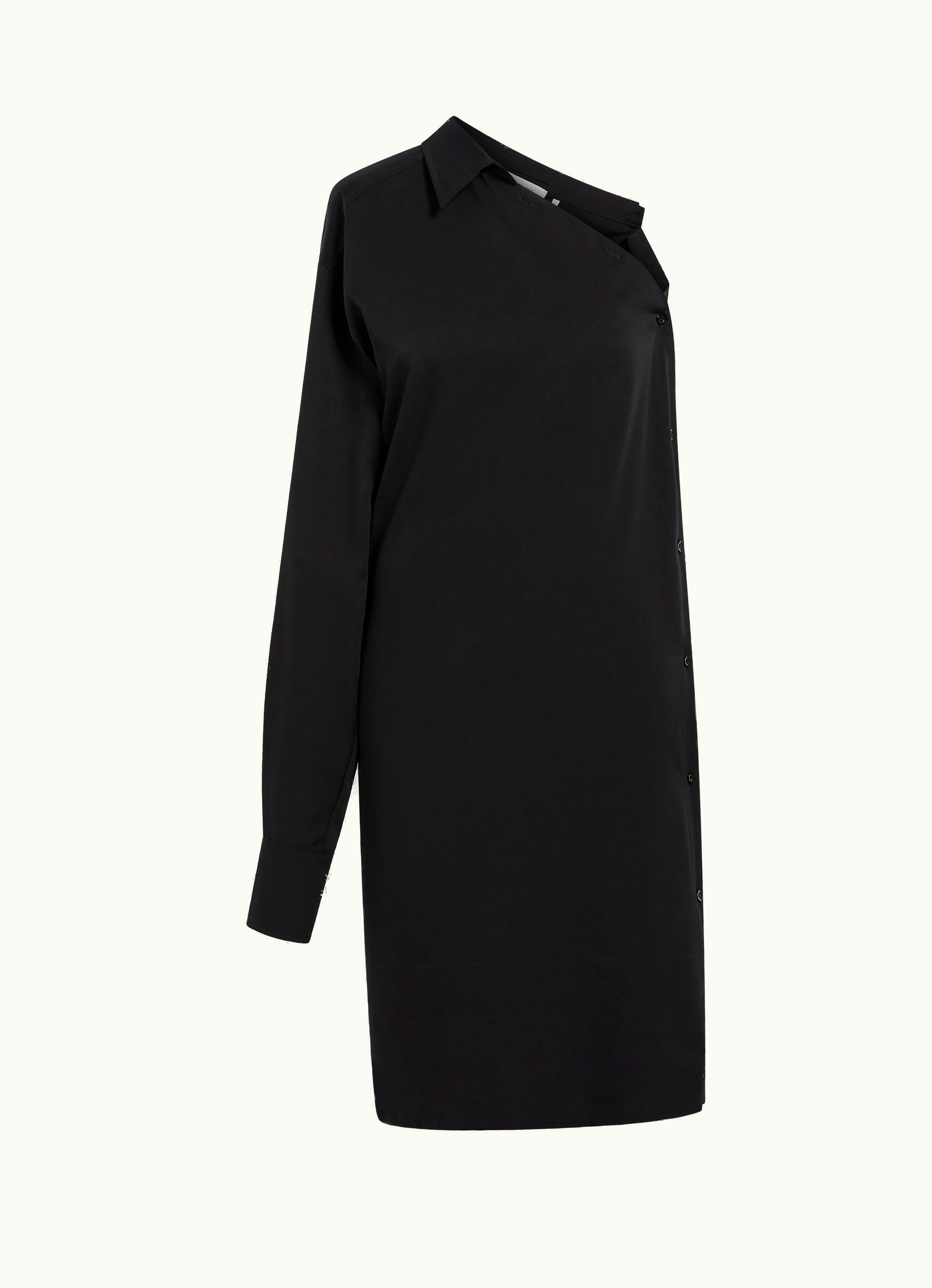 Max Mara Max Mara Asymmetrical Stretch Silk Dress Black Zurca