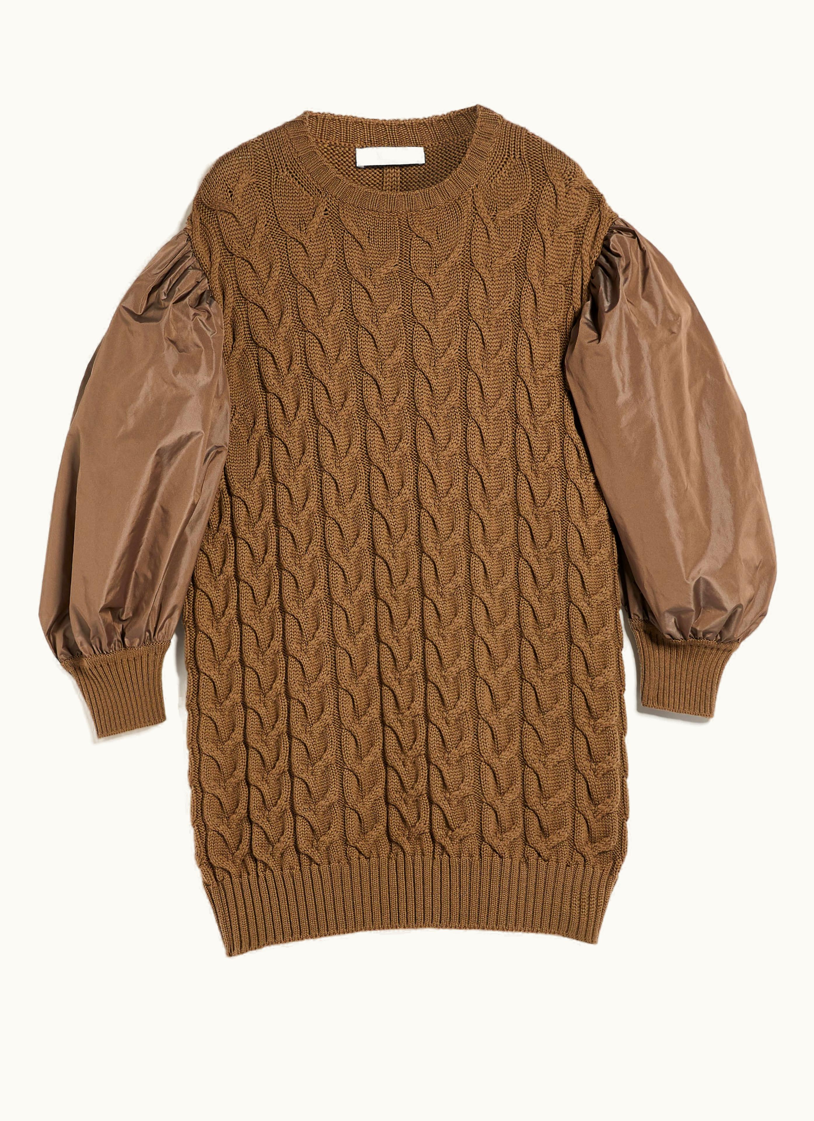 Max Mara Max Mara Wool Dress With Balloon Sleeves Mud Vittor