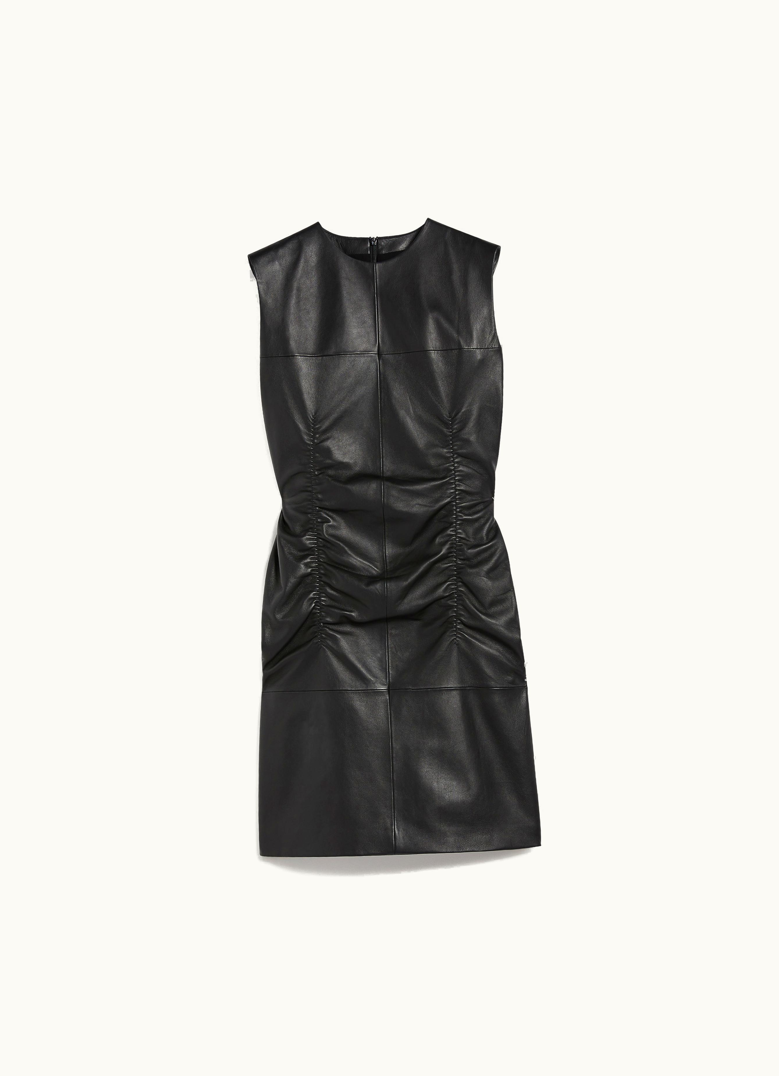Max Mara Max Mara Sleeveless Nappa Leather Dress Black Kastel