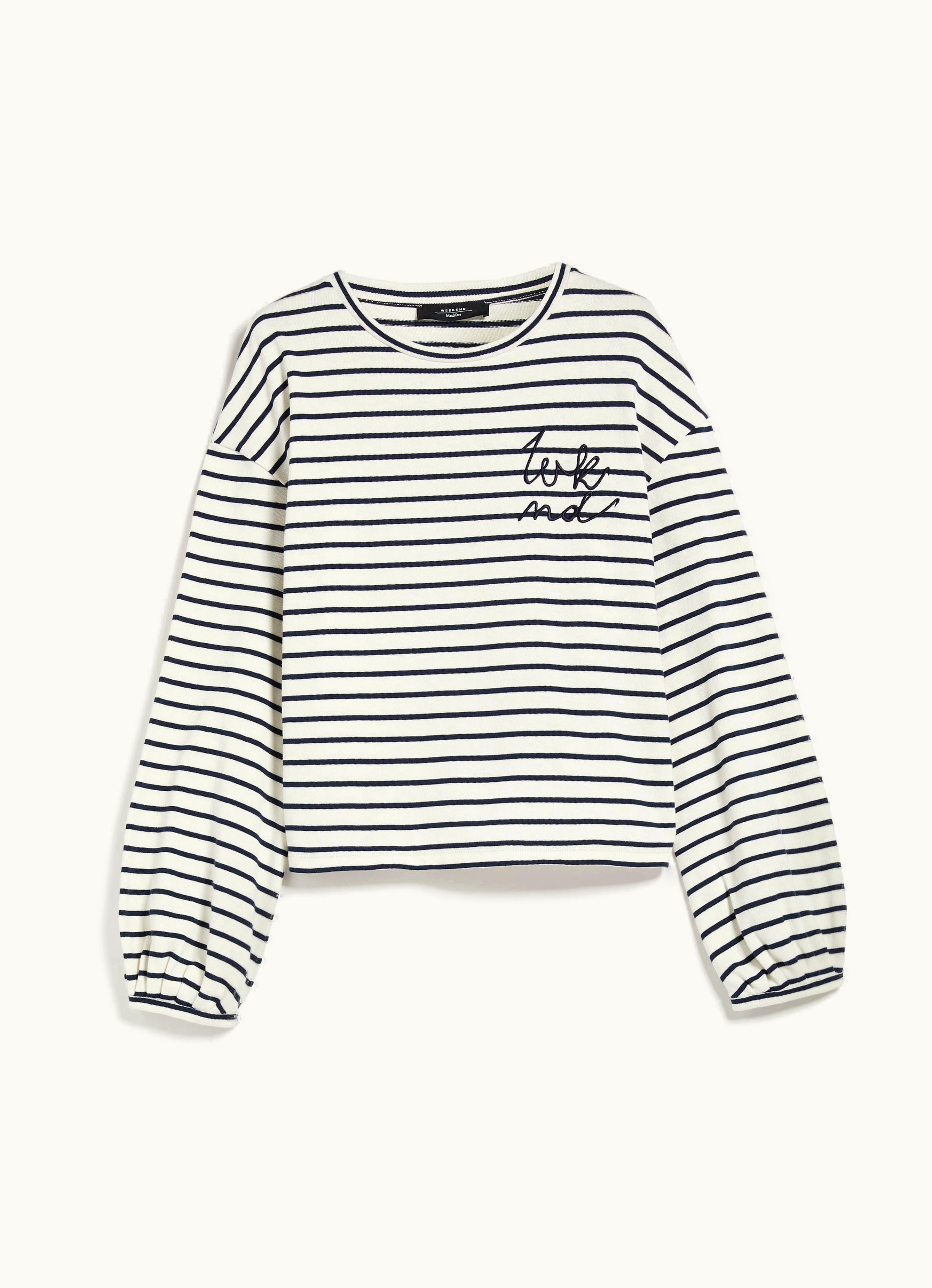 Max Mara Max Mara Boxy Striped Organic Cotton T-shirt Navy Kansas