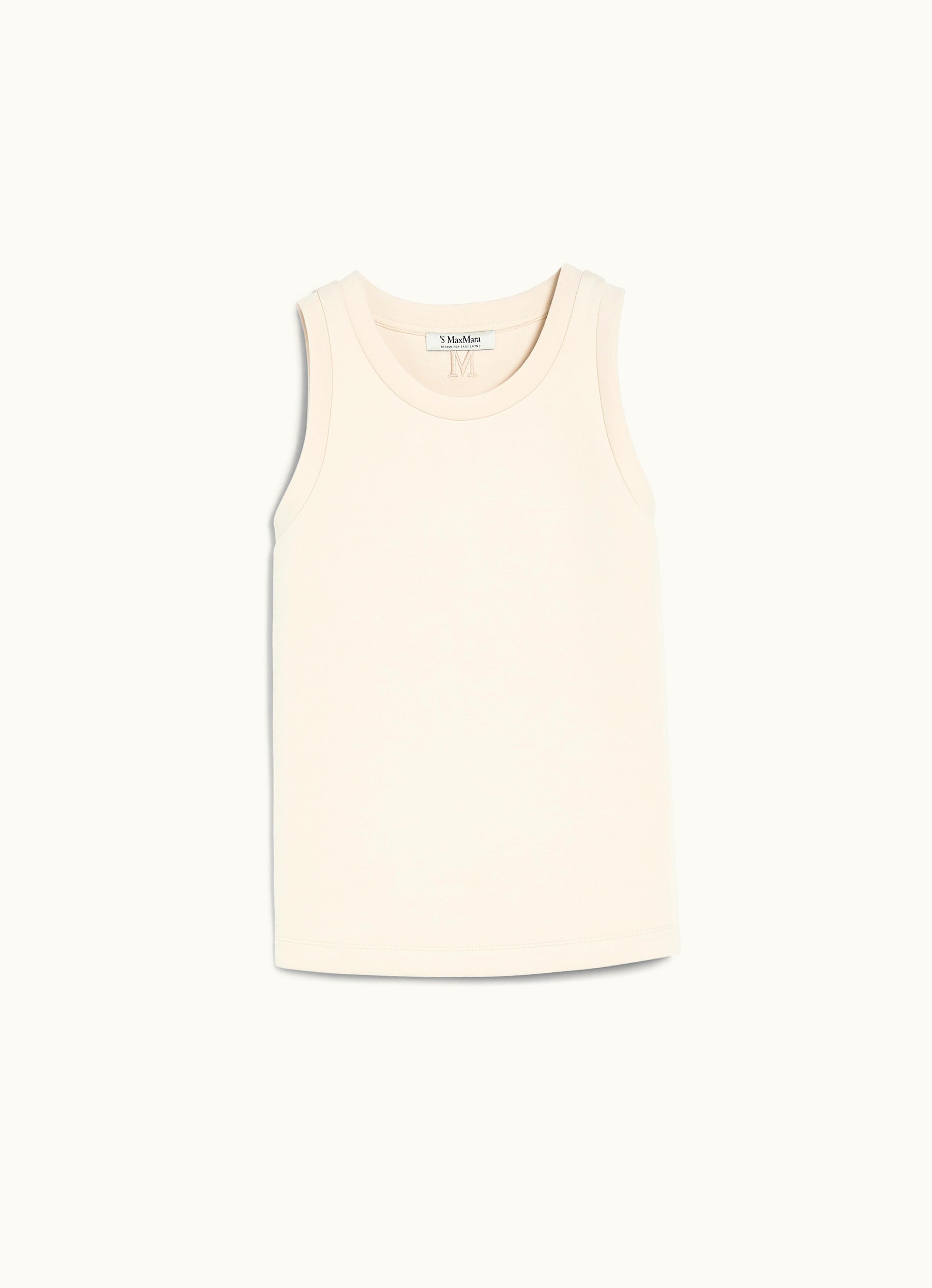 Max Mara Max Mara Cotton-blend Jersey Top Ivory Cima