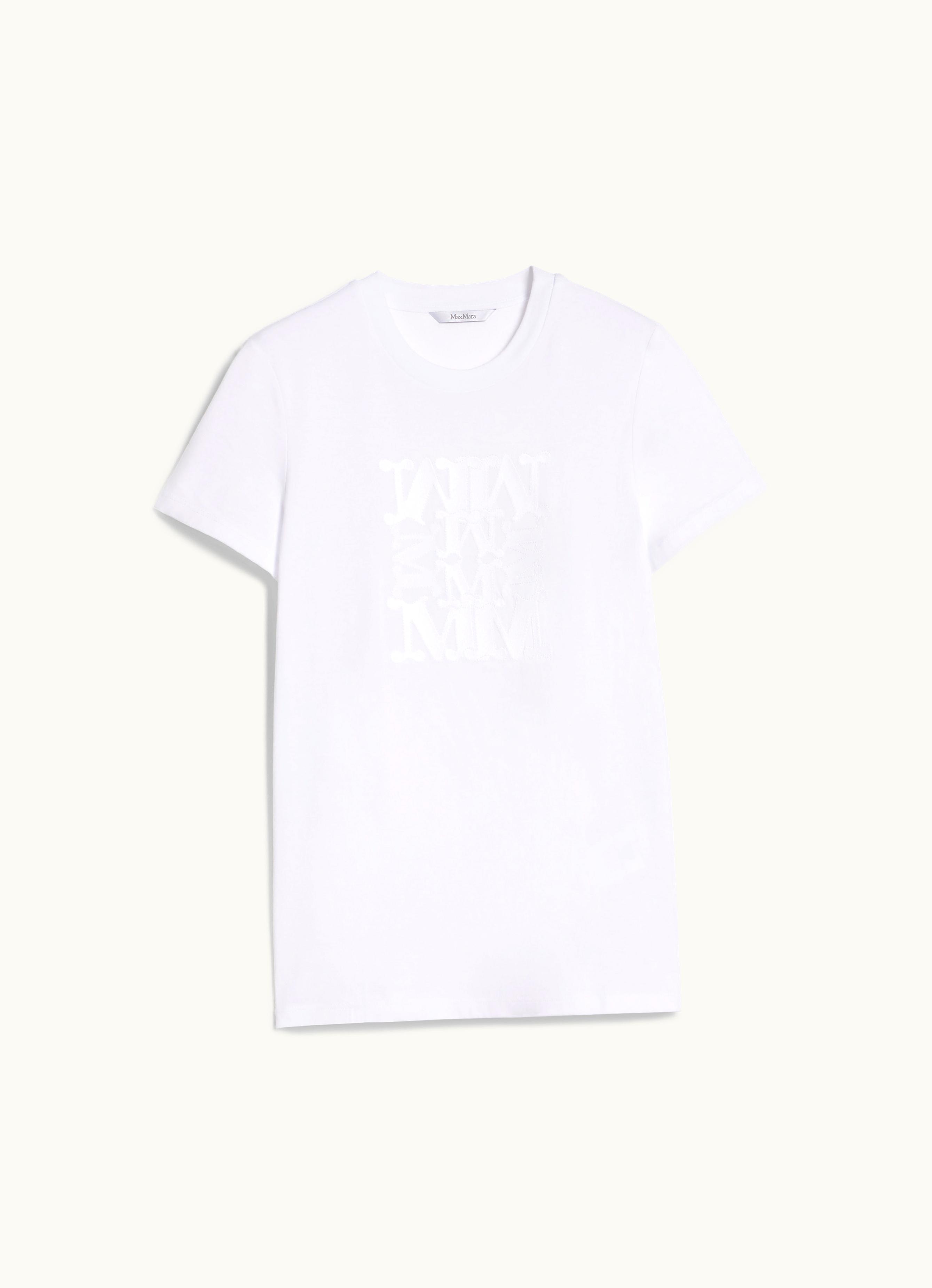 Max Mara Max Mara Cotton T-shirt With Appliqué Optical White Taverna