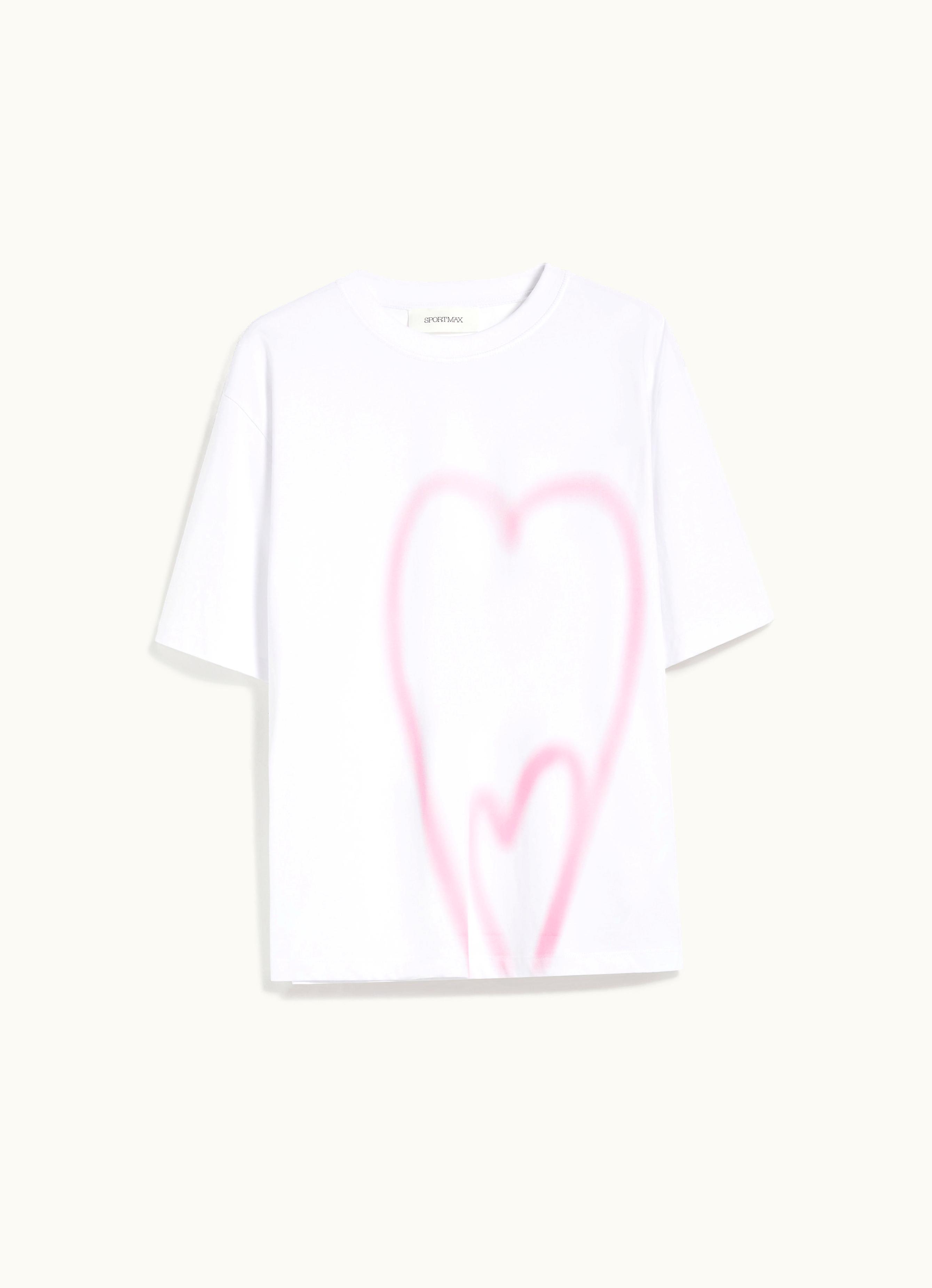 Max Mara Max Mara Luis Heart Print Jersey T-shirt Optical White