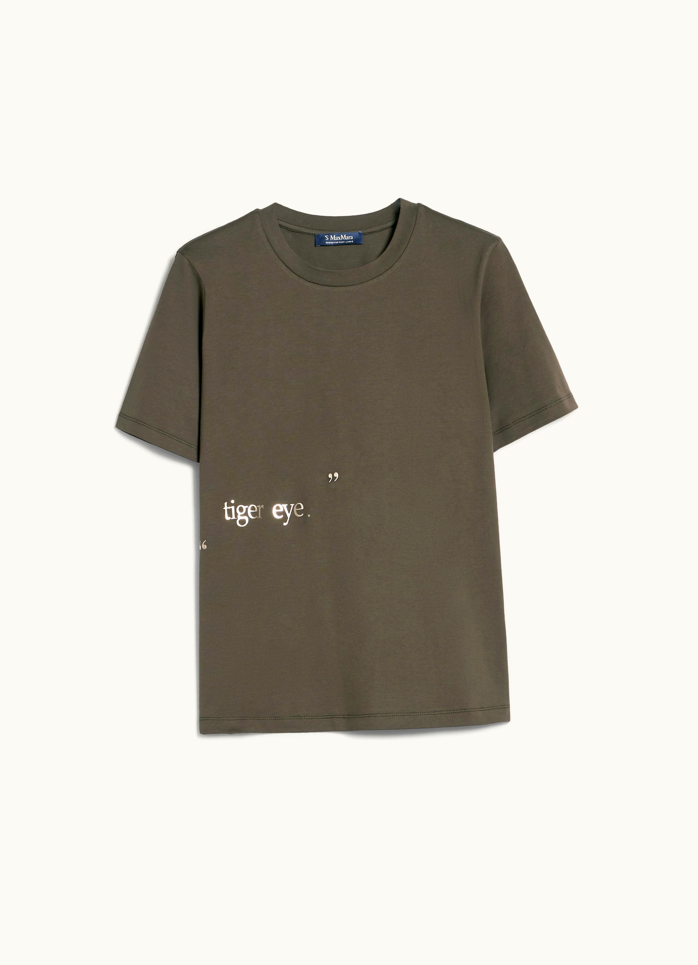 Max Mara Max Mara Cotton Jersey Print T-shirt Kaki Orlanda