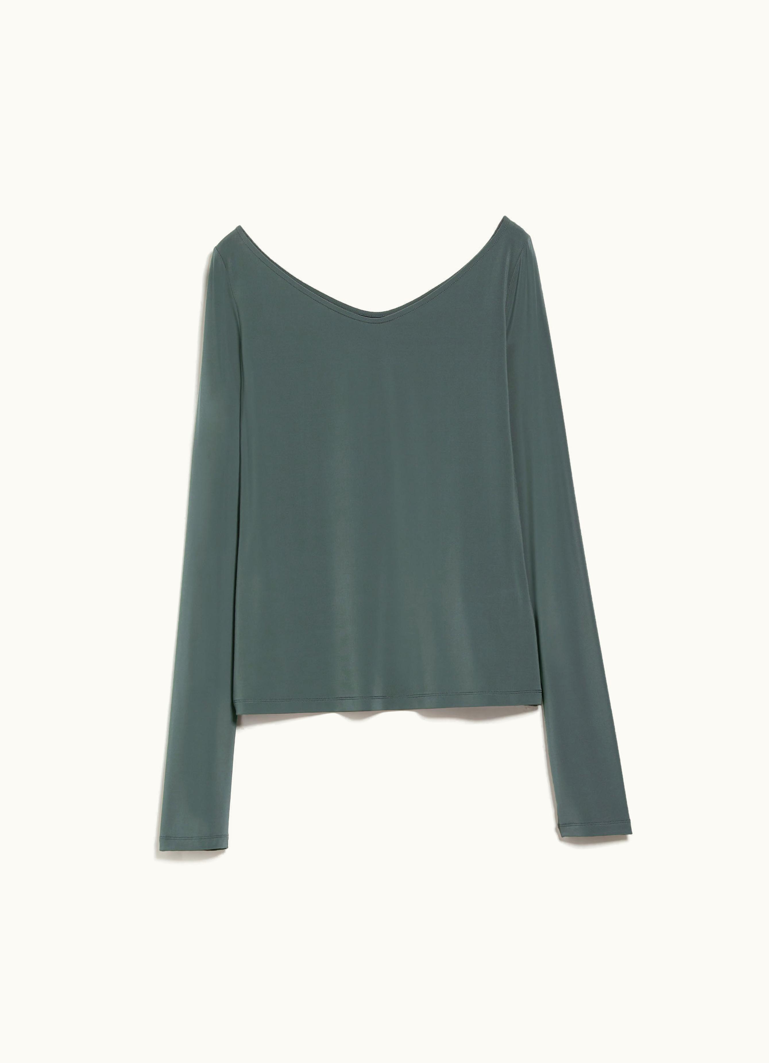 Max Mara Max Mara Viscose Jersey Crêpe T-shirt Dark Green Ragazza