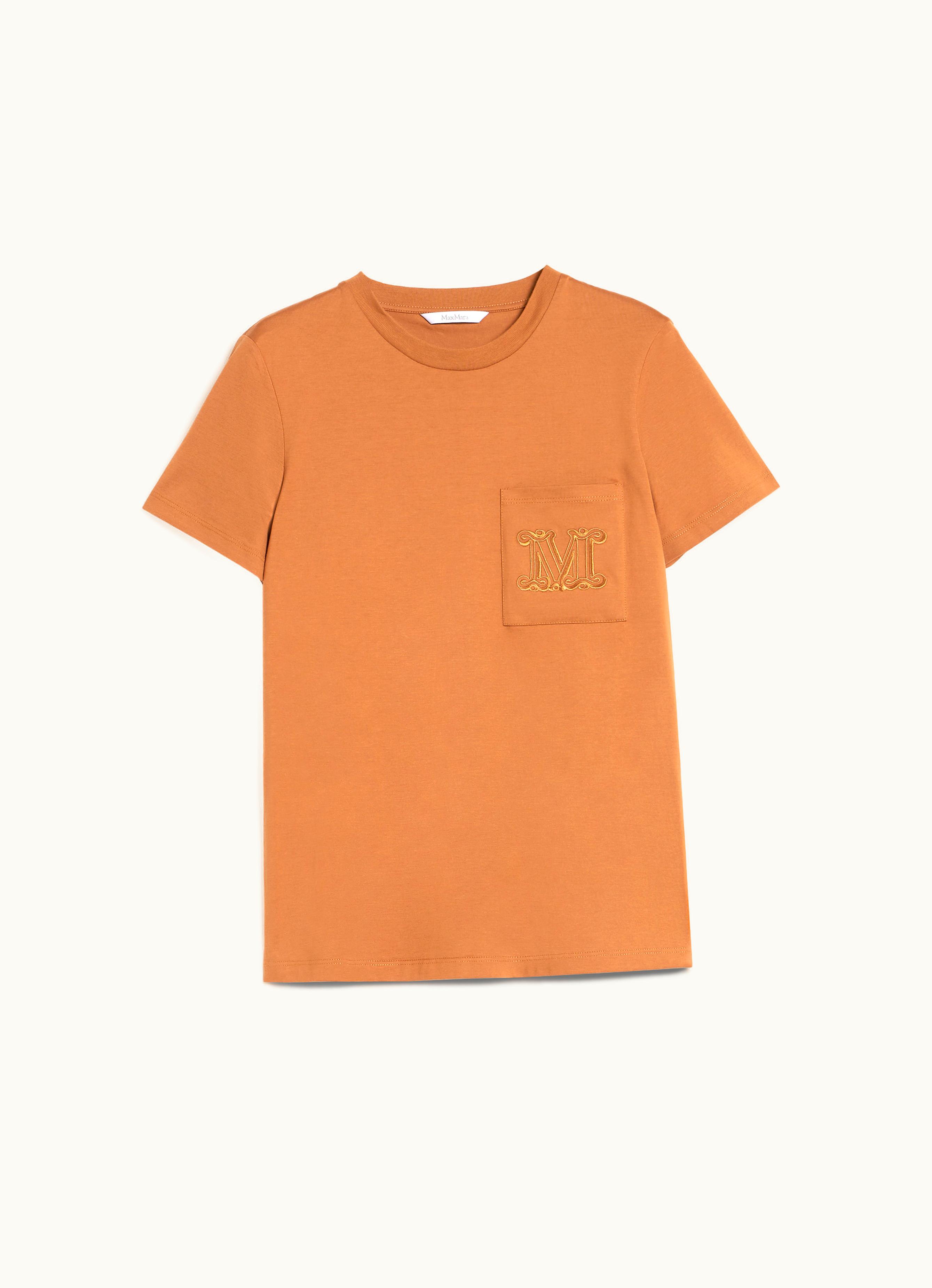 Max Mara Max Mara Cotton T-shirt With Pocket Tobacco Papaia1