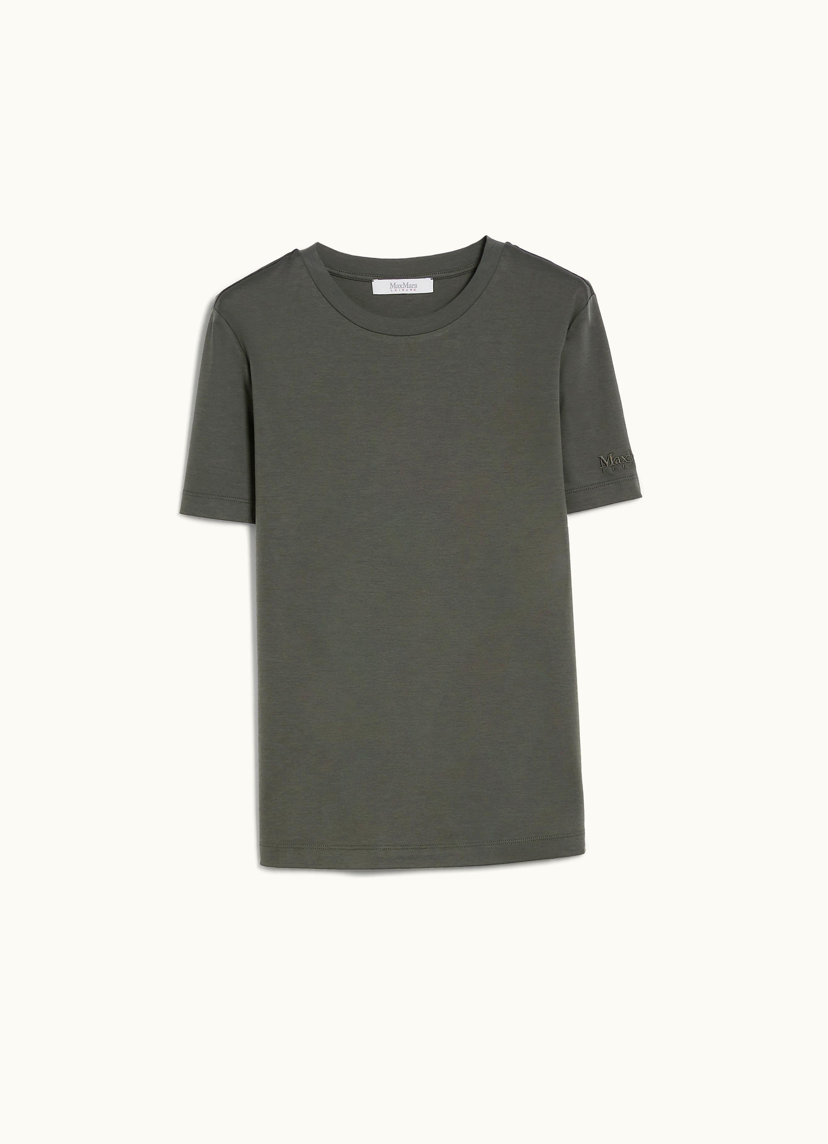 Max Mara Max Mara Slim-fit Cotton And Modal T-shirt Dark Green Cosmo