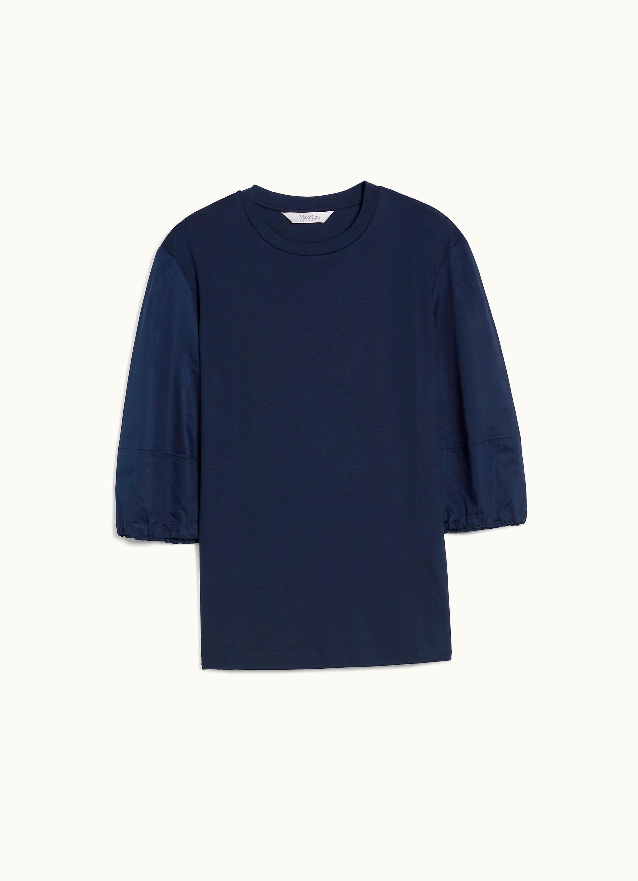 Max Mara Max Mara Jersey And Cotton Sateen T-shirt Navy Tebaide