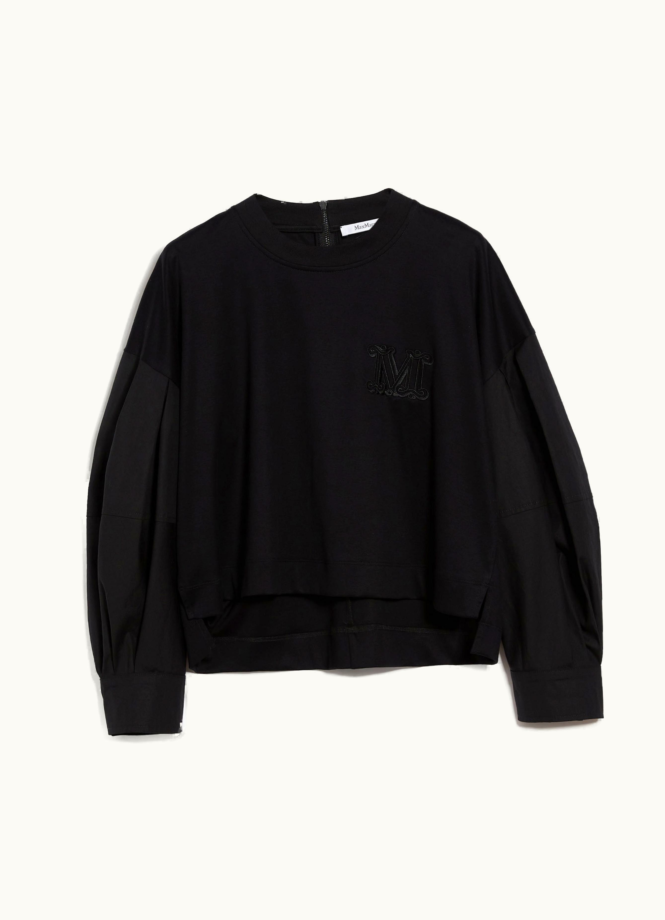 Max Mara Max Mara Cotton Poplin And Jersey Boxy T-shirt Black Dolly