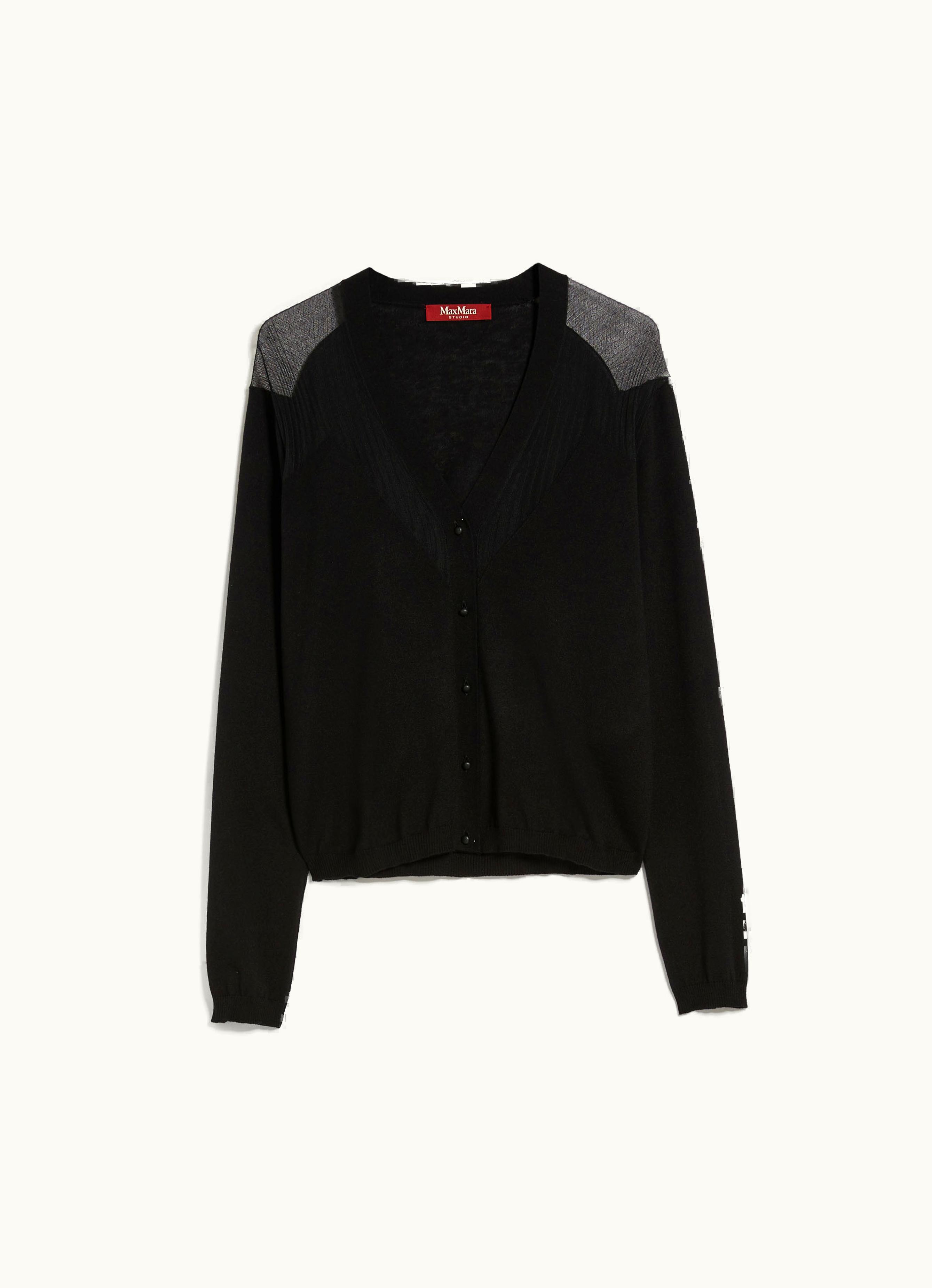 Max Mara Max Mara Wool And Silk V-neck Cardigan Black Gara