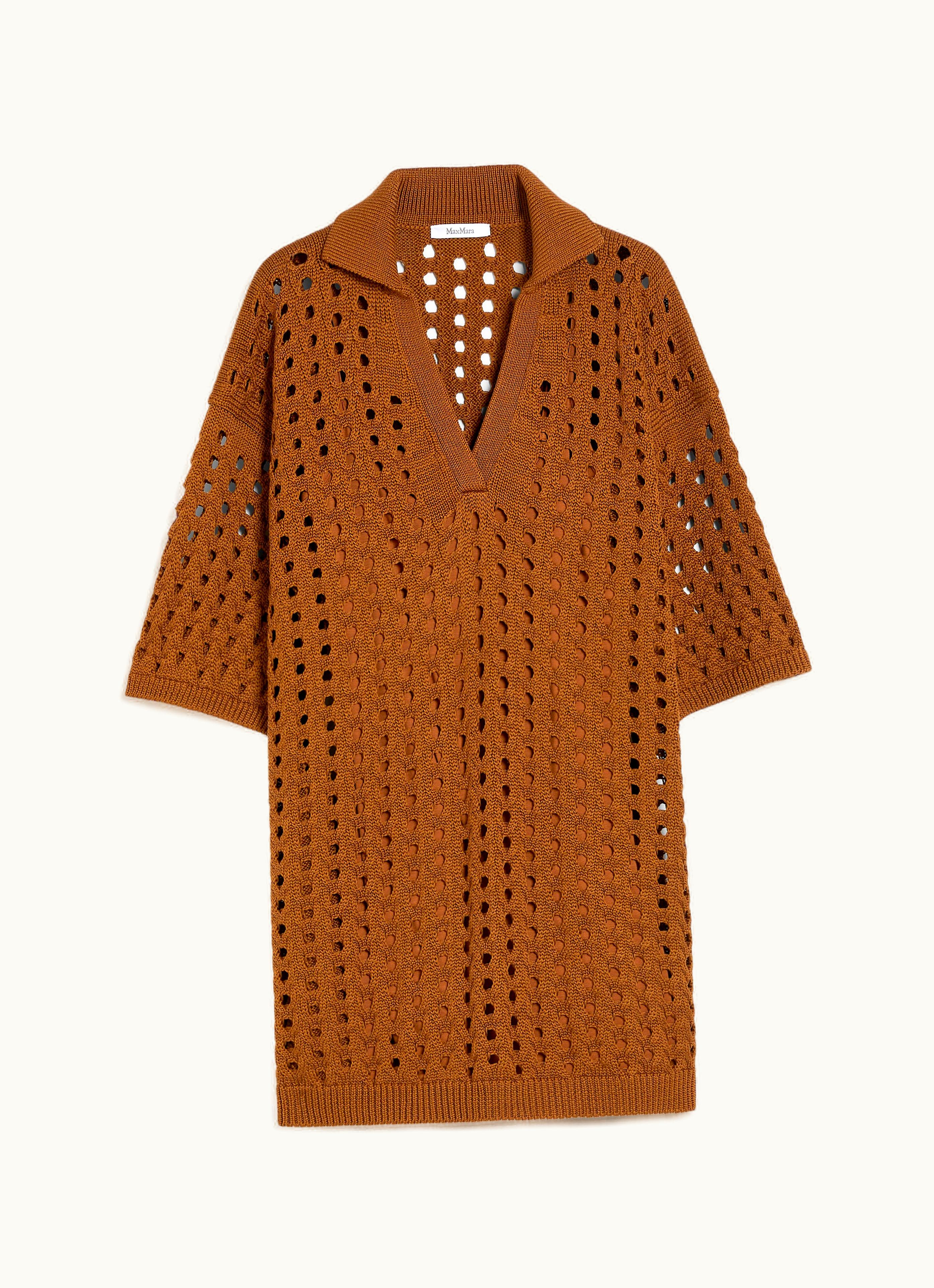 Max Mara Max Mara Mesh Short Dress In Cotton Tobacco Urna