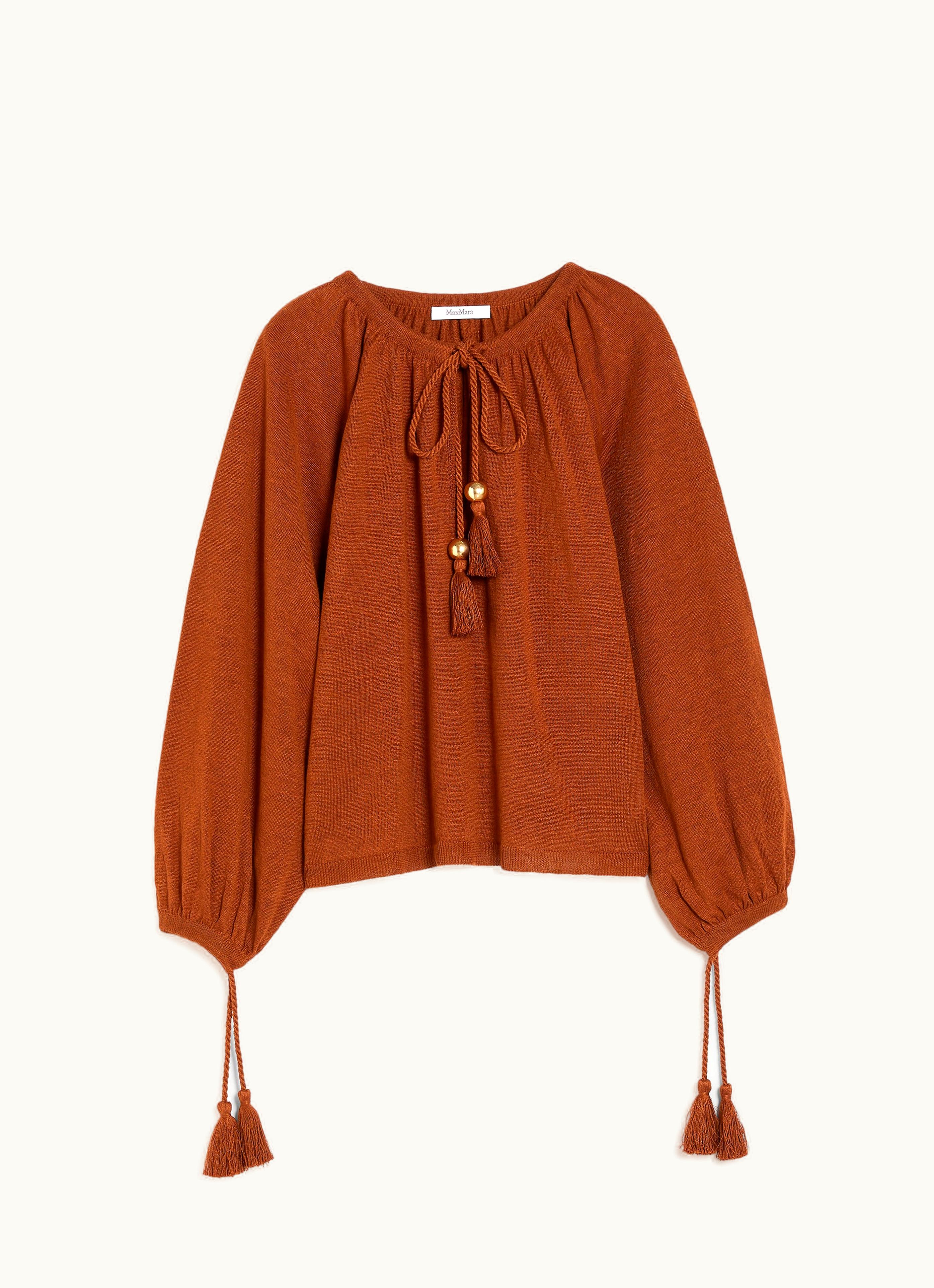 Max Mara Max Mara Loose-fitting Linen Yarn Jumper Tobacco Quirite